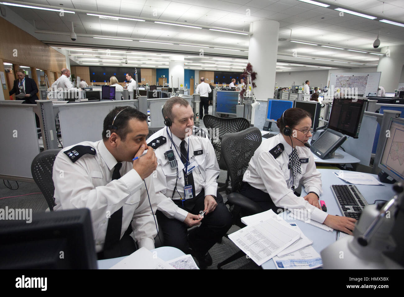 Metropolitan Police zentrale Kommunikations Command Center, operative Kommandoeinheit der Londoner Metropolitan Police Service, Lambeth, London, England. Stockfoto
