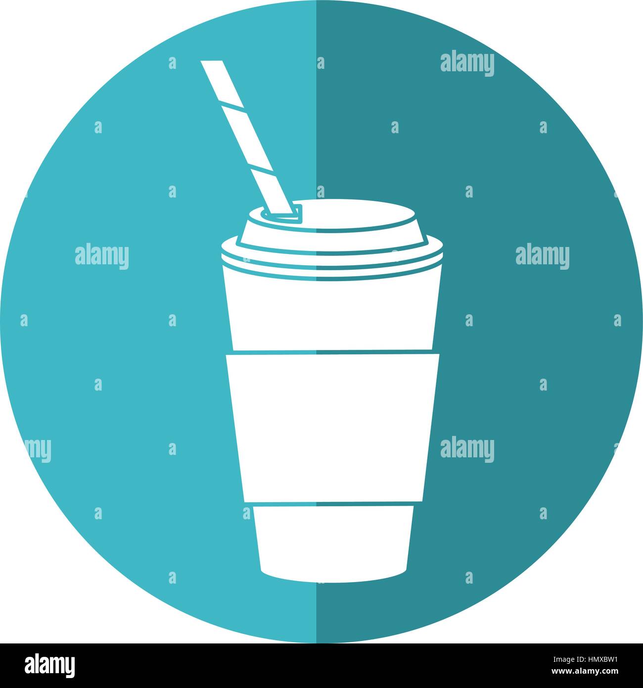 Tasse Kaffee zum Mitnehmen mit Kappe Stroh - Runde Symbol Stock Vektor