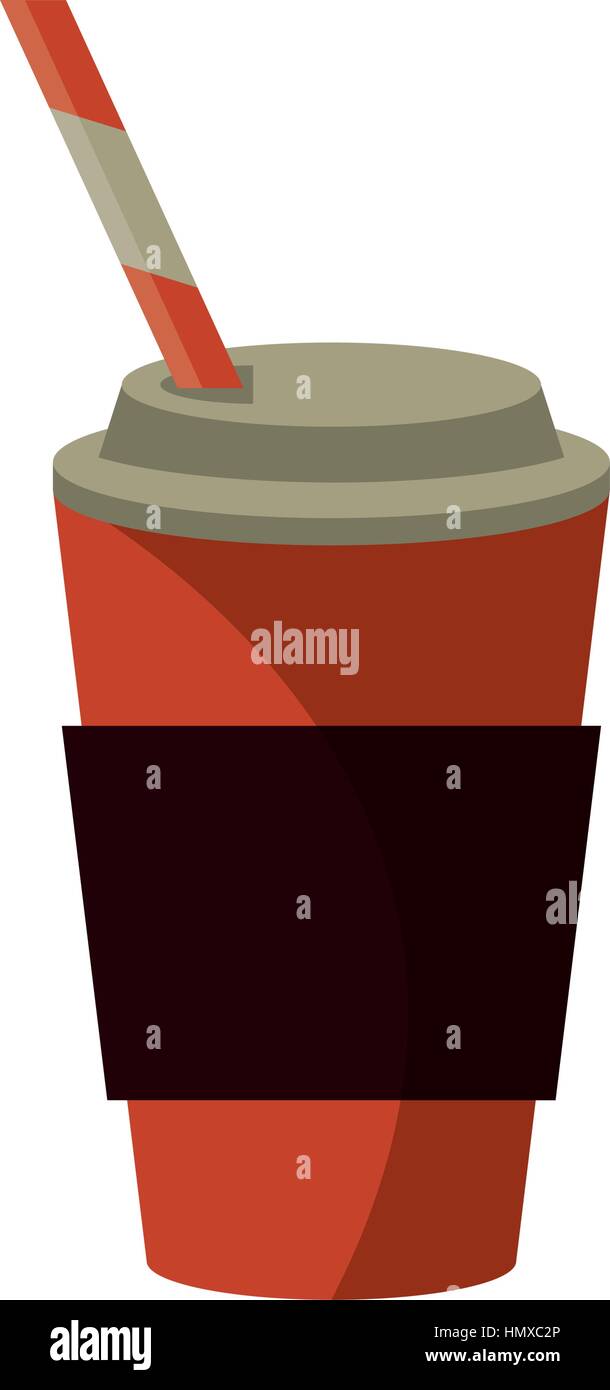 Tasse Kaffee zum Mitnehmen mit Kappe Stroh Stock Vektor