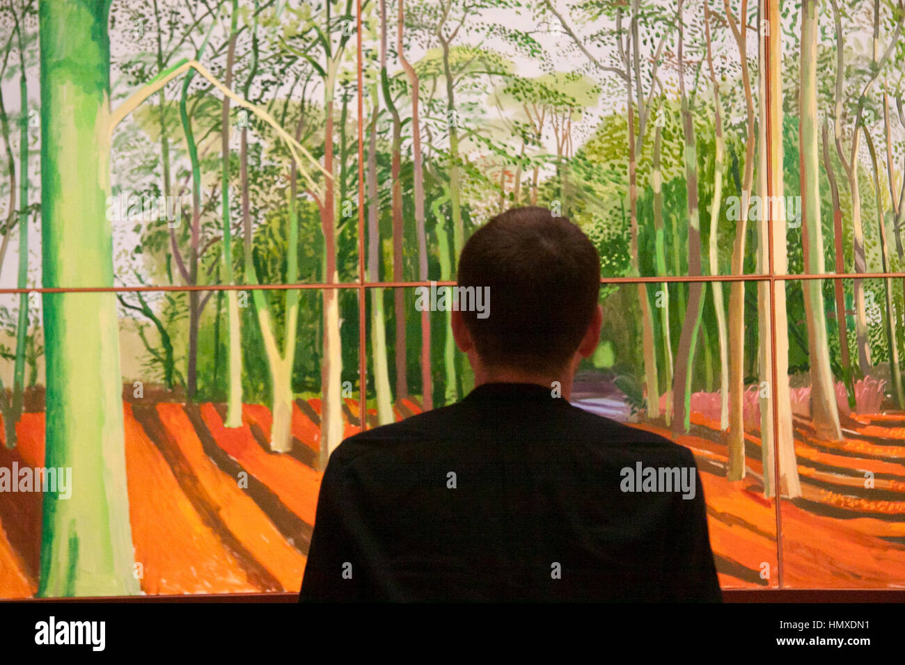 London UK. 6. Februar 2017. Fototermin von David Hockney-Retrospektive, die 60 Jahre das berühmte Kunstwerke des britischen Künstlers bei der Tate Britain Credit: Amer Ghazzal/Alamy Live-Nachrichten Stockfoto