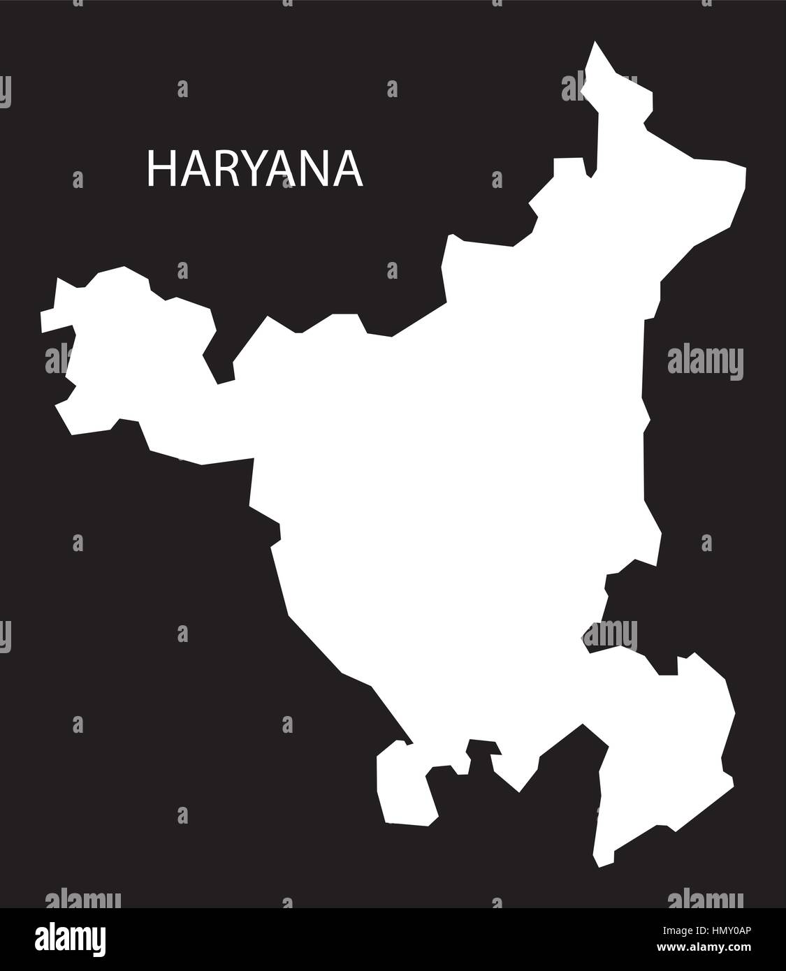 Haryana Indien Karte schwarz invertiert silhouette Stock Vektor