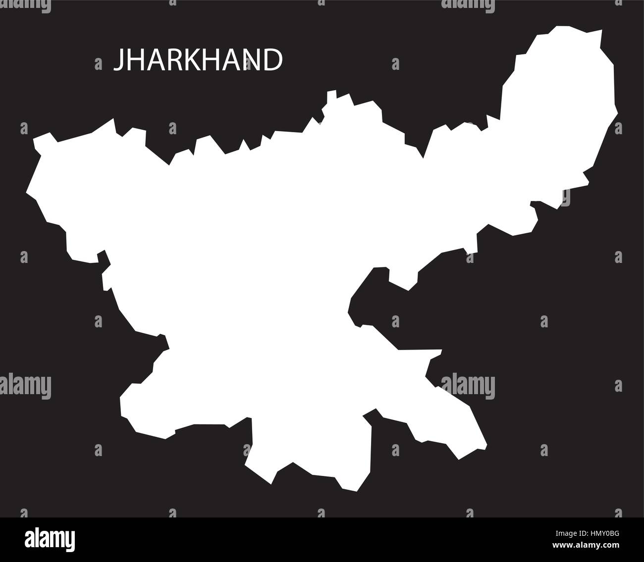 Jharkhand Indien Karte schwarz invertiert silhouette Stock Vektor