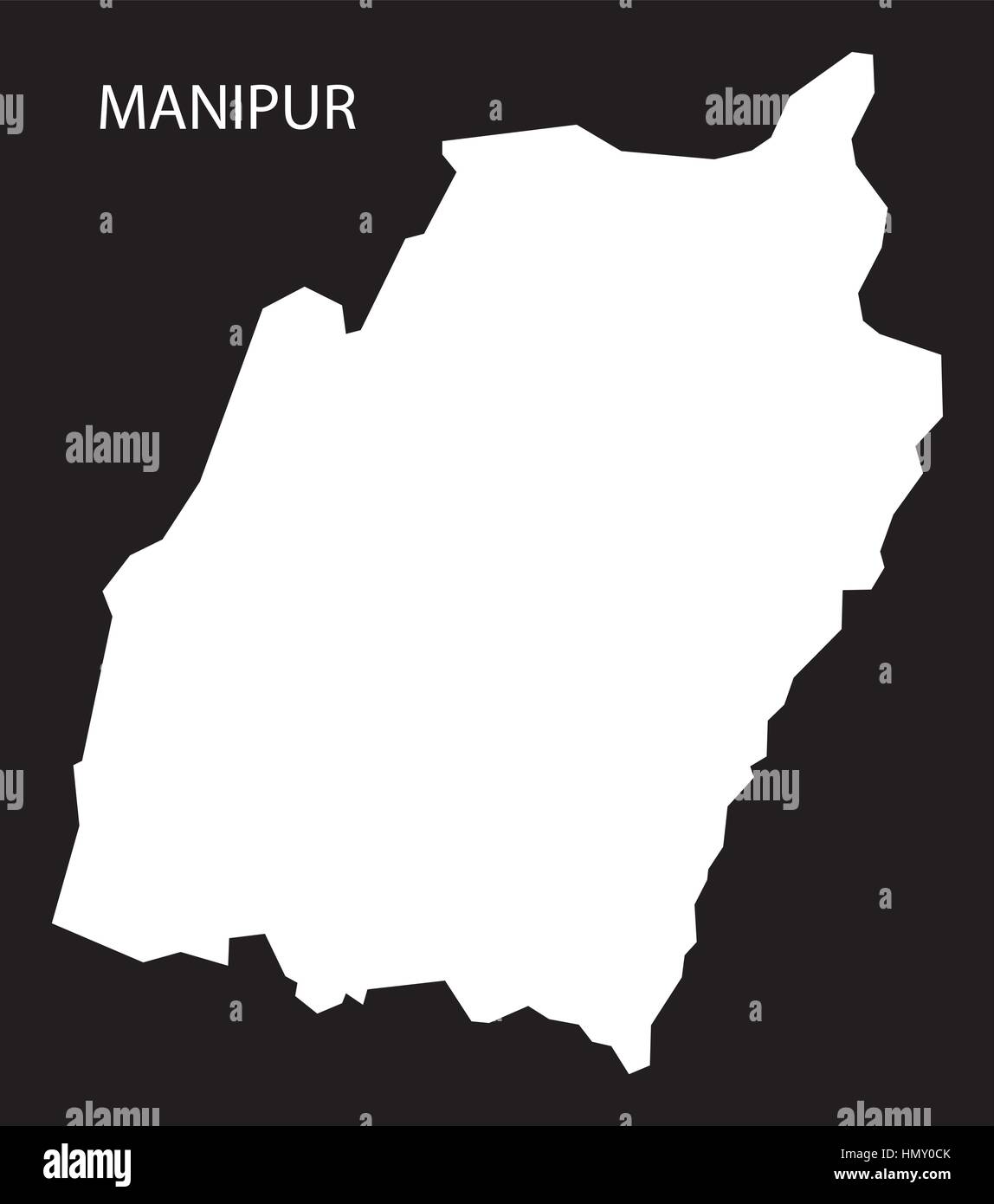 Manipur Indien Karte schwarz invertiert silhouette Stock Vektor