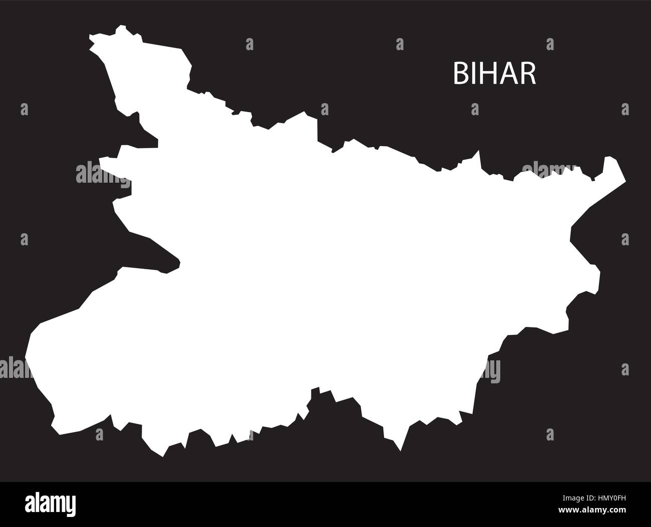 Bihar Indien Karte schwarz invertiert silhouette Stock Vektor