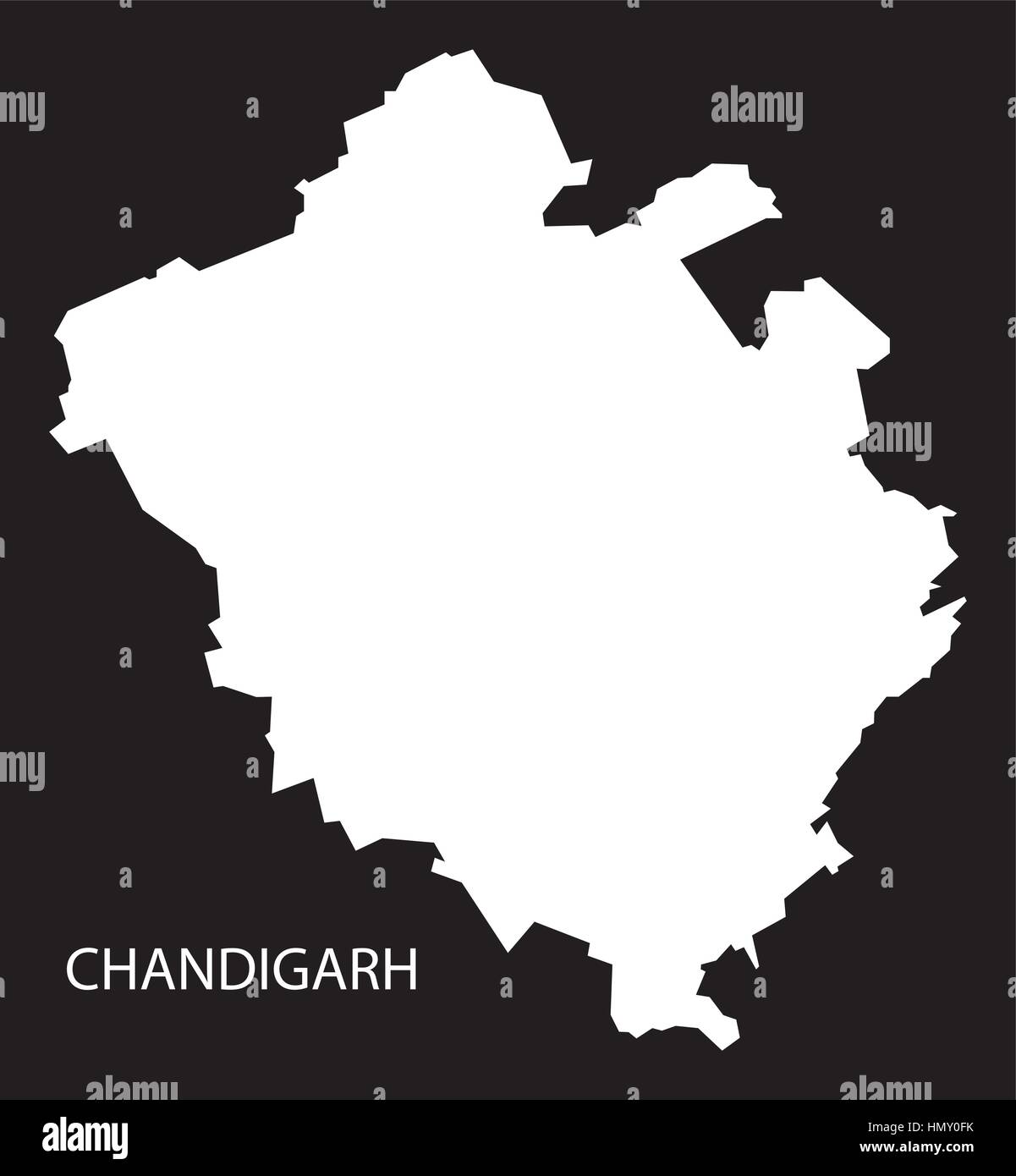 Chandigarh Indien Karte schwarz invertiert silhouette Stock Vektor