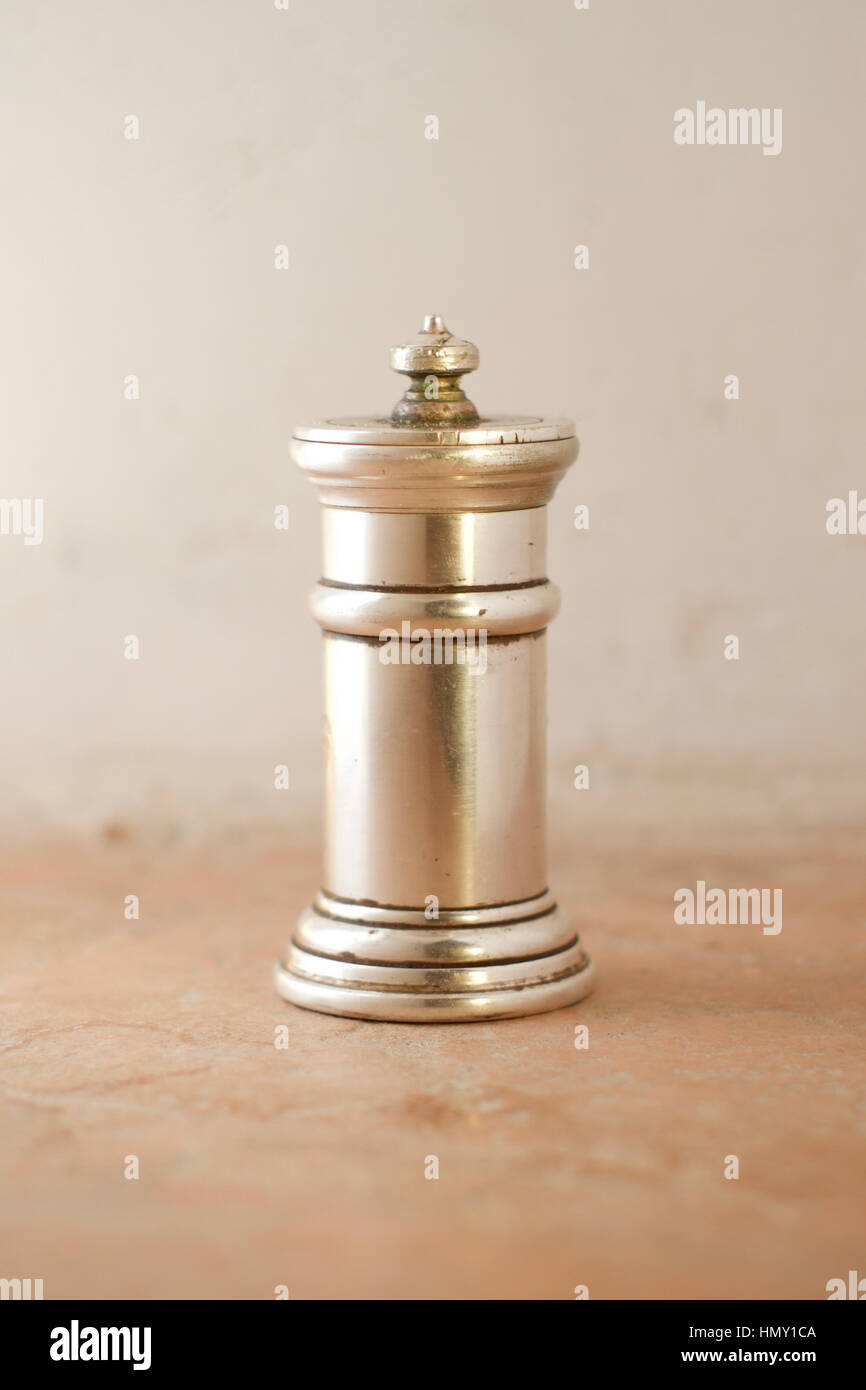 Silber Pfeffermühle Stockfoto