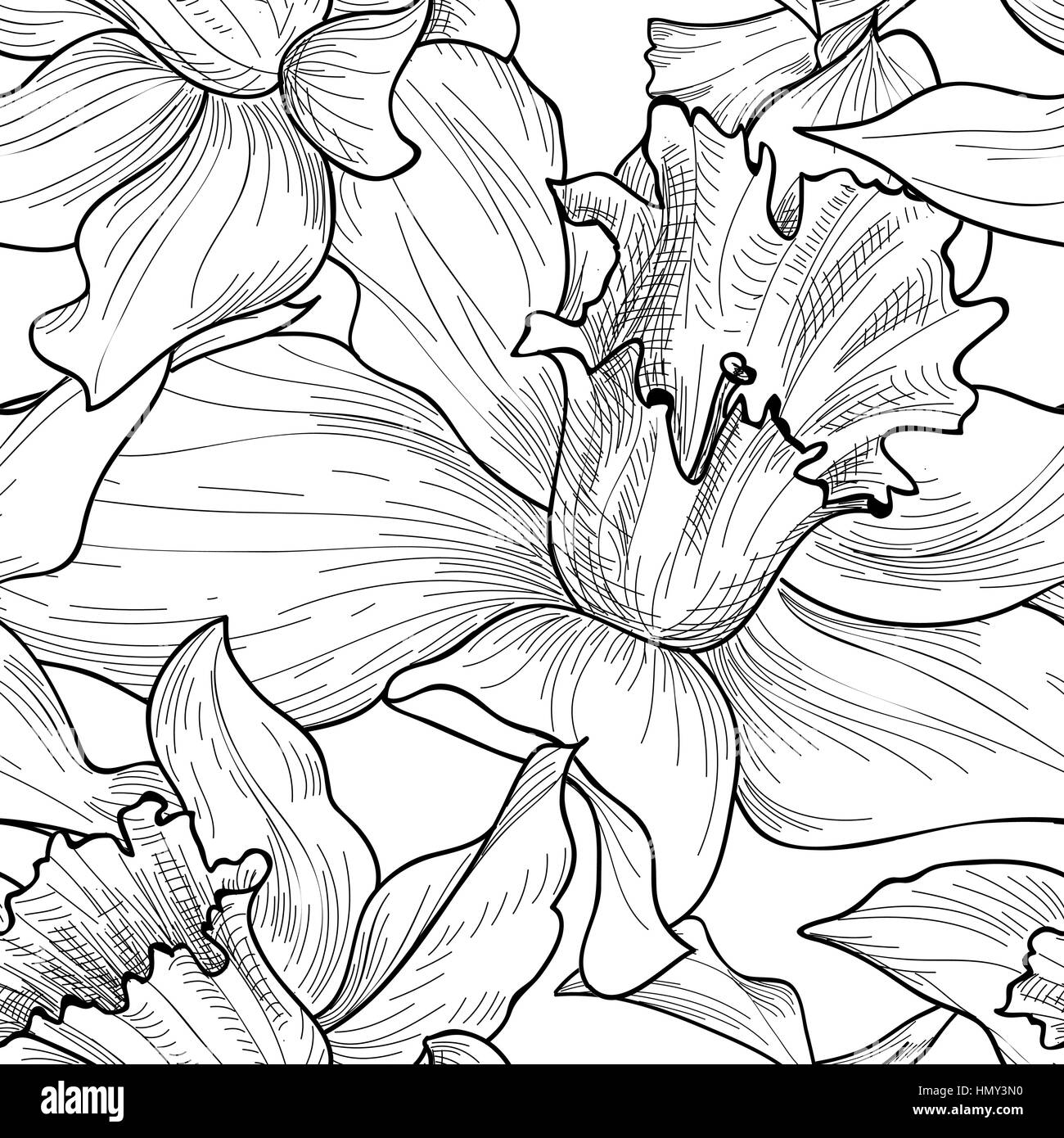 Florale nahtlose Muster. Blume doodle Hintergrund. florals Gravur Textur mit Blumen. Skizze fliesen Tapeten blühen Stock Vektor