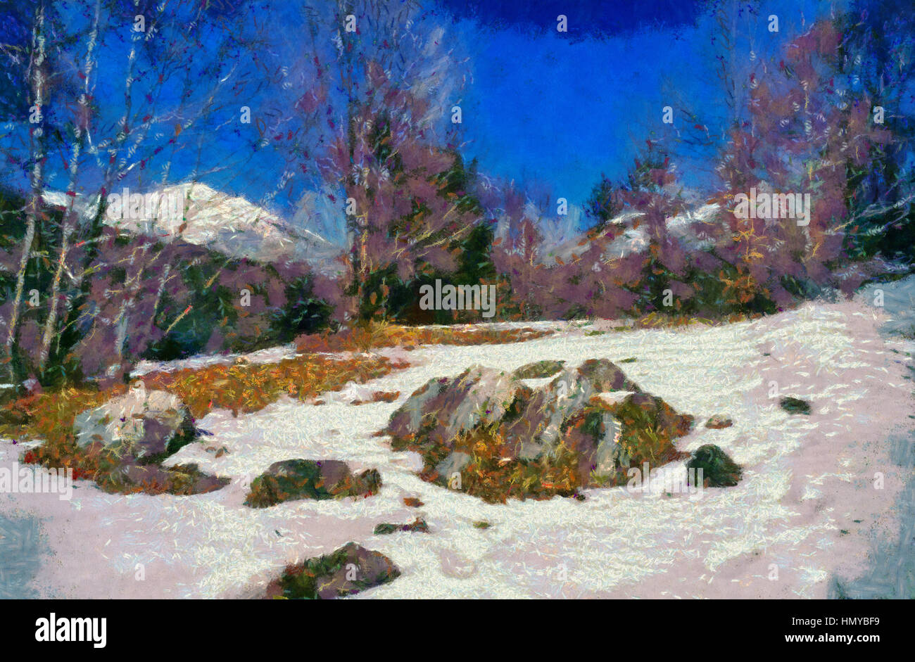 Schnee auf dem Berg Stockfoto