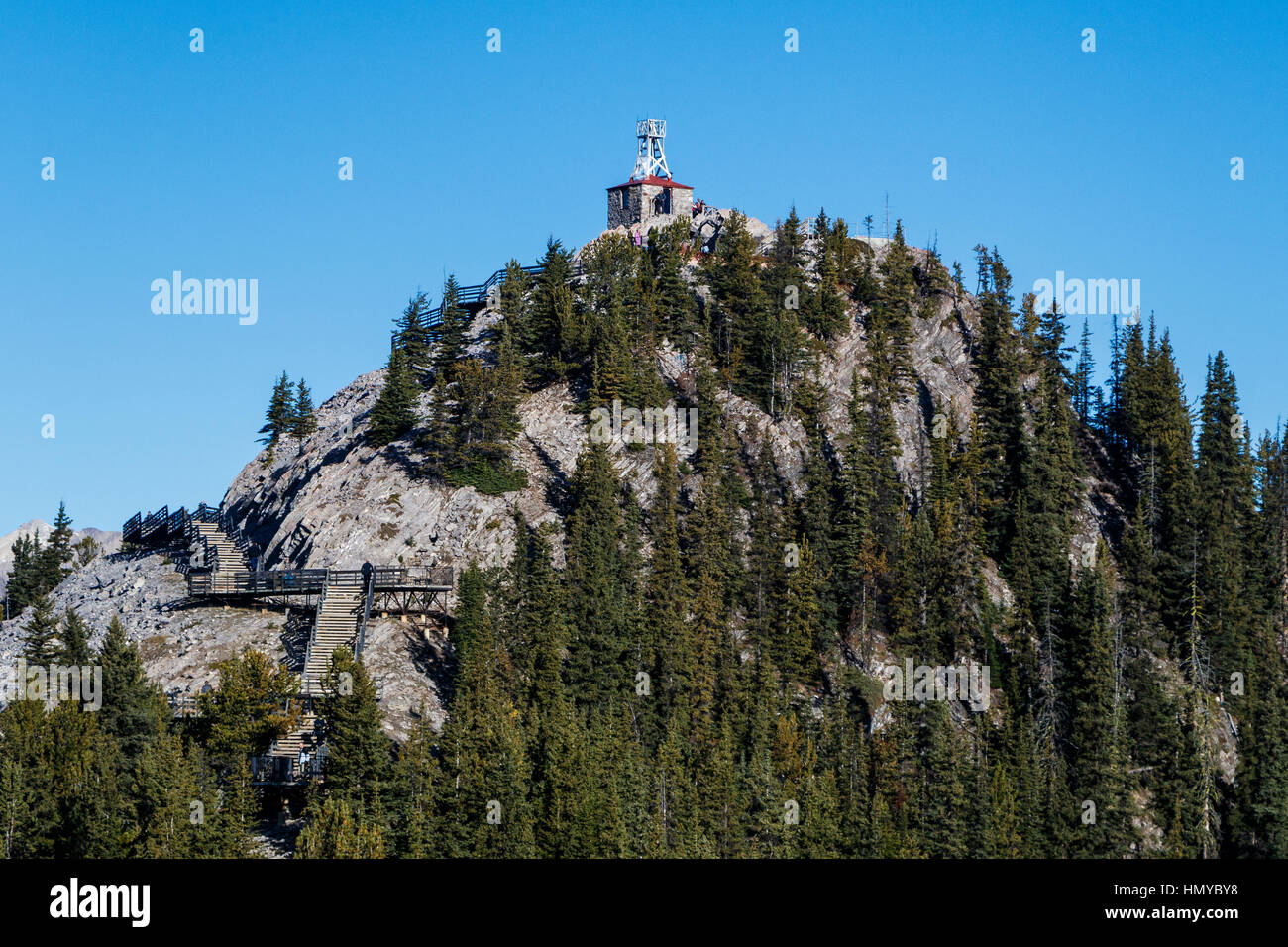 Die Sanson Peak meteorologische Station, auf der Oberseite Sulphur Mountain, Banff, Alberta, Kanada. Stockfoto