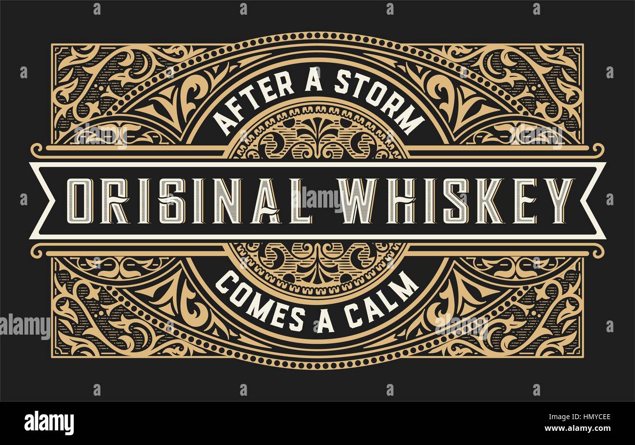 Whisky-Label mit Vintage Schmuck Stock Vektor