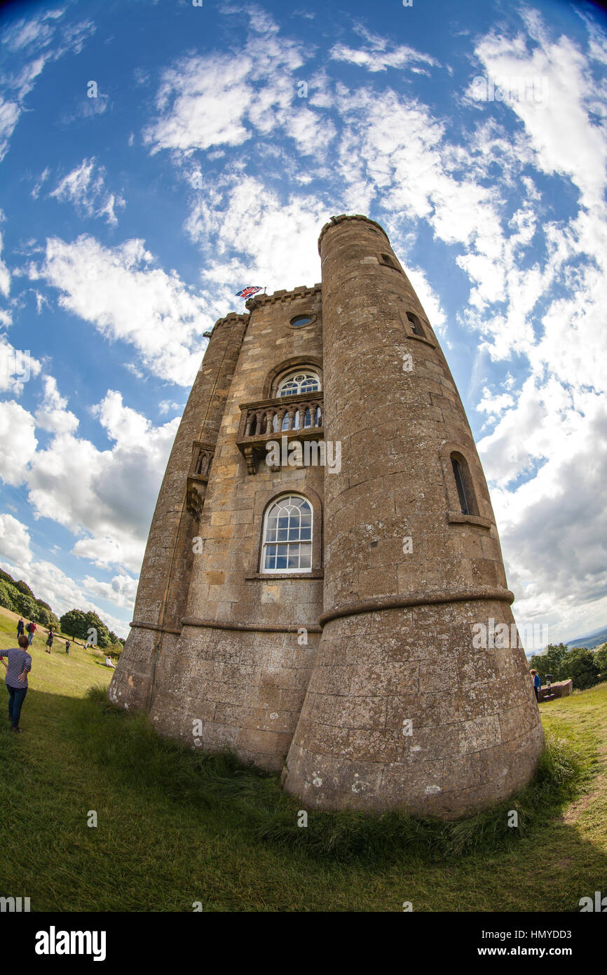 Broadway Tower auf die Cotswold Hills, Broadway Stockfoto