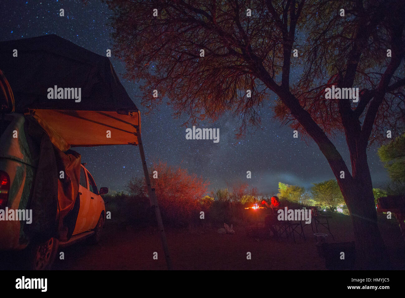 Campingplatz mitten in Namibia. Stockfoto