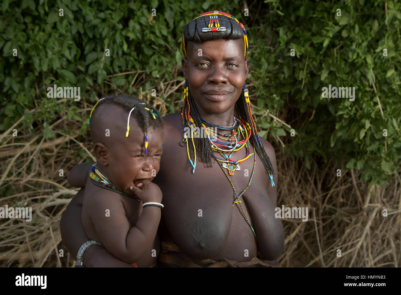 Zemba Frau in Namibia. Stockfoto