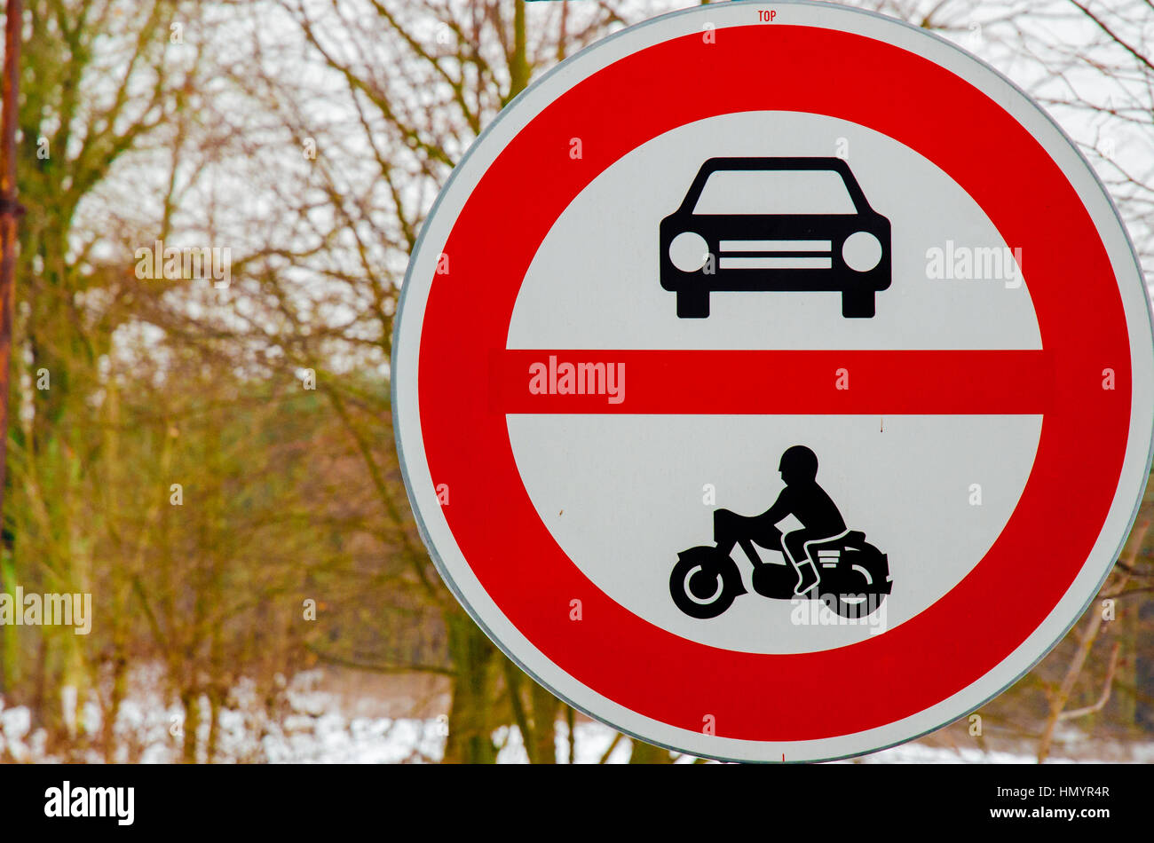 Autos und Motorräder Verboten Schild Stockfoto