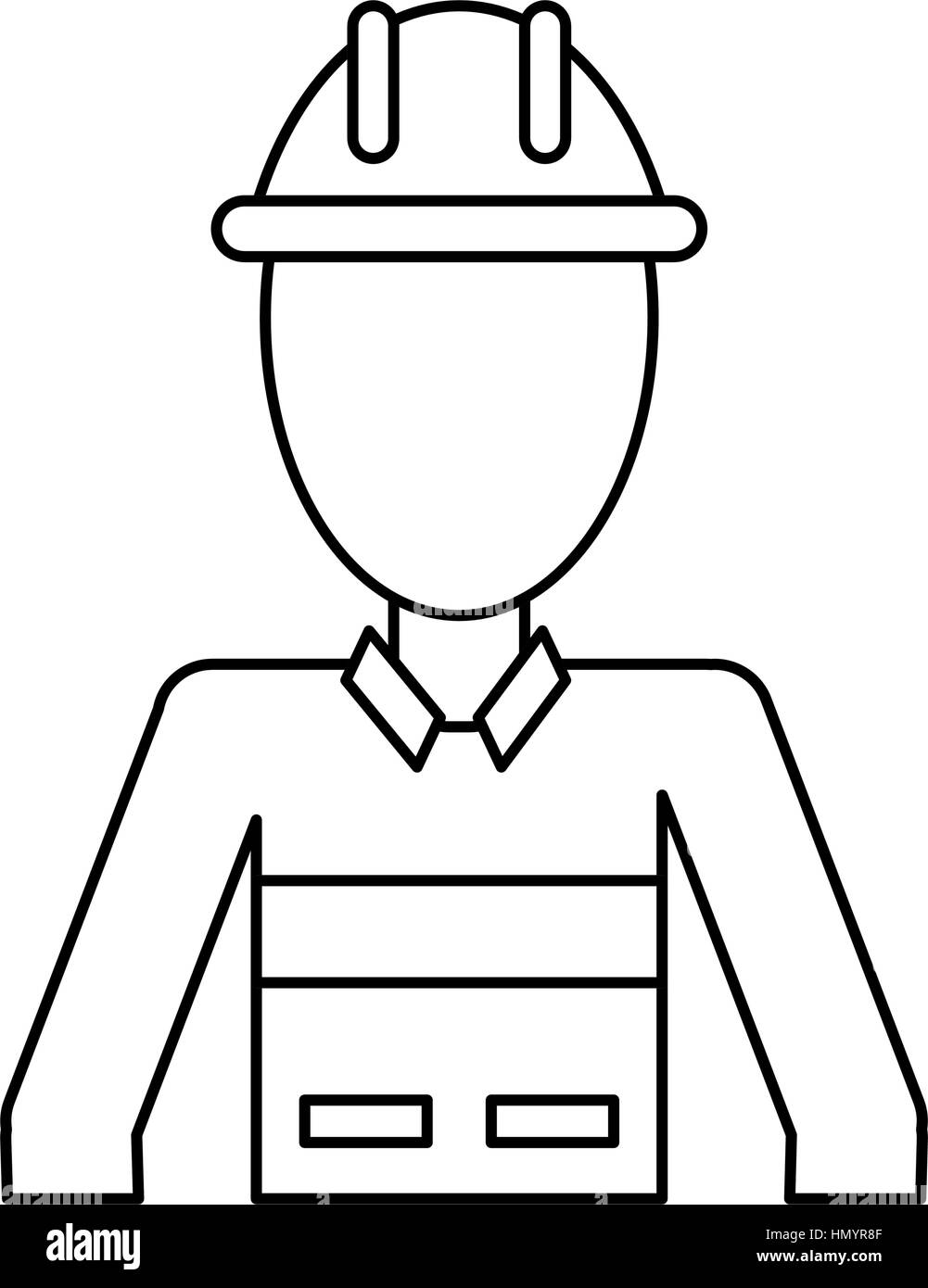 Bau Mann Helm gleichmäßig dünne Linie Stock Vektor