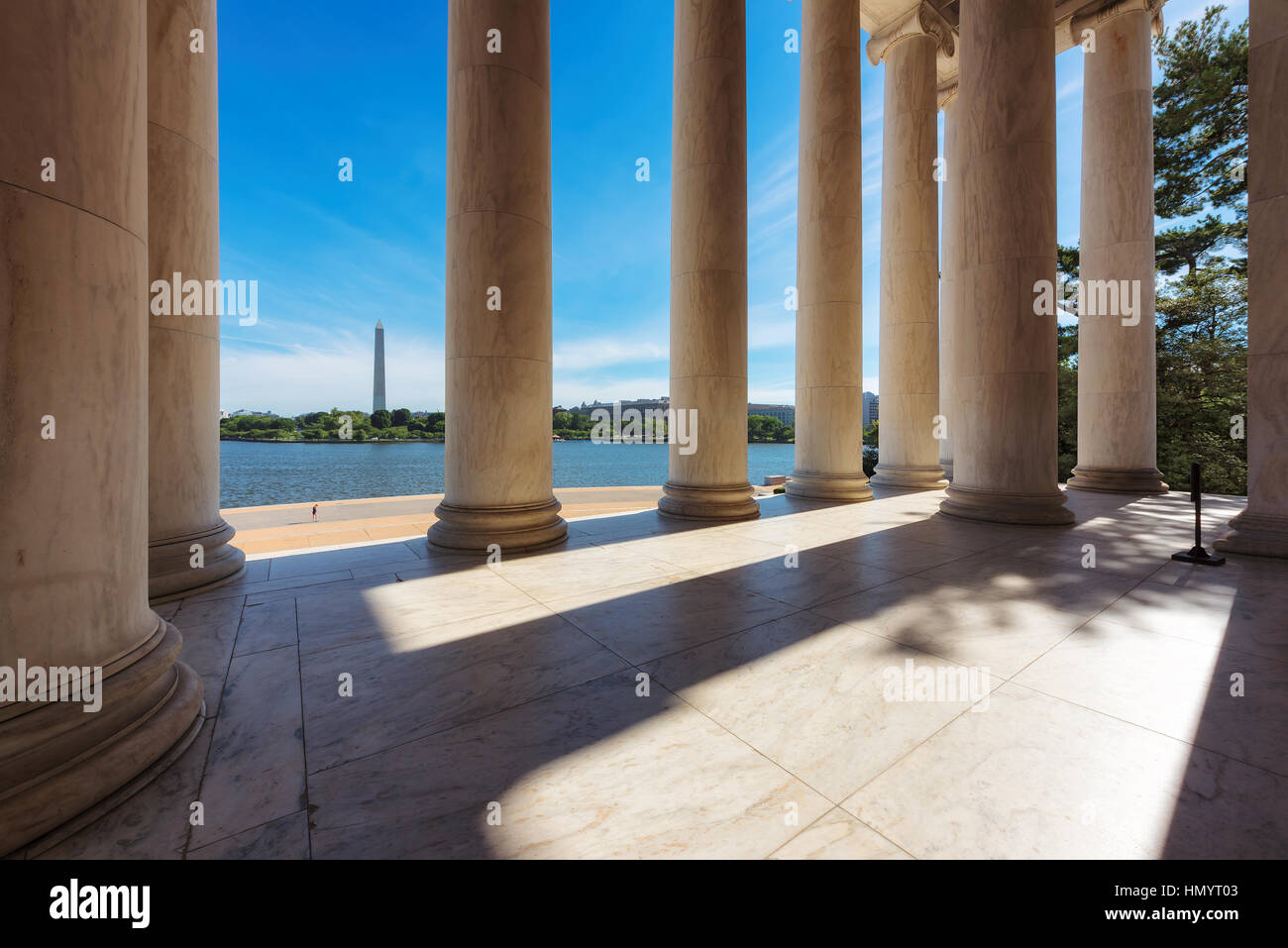 Spalten am Jefferson Memorial in Washington DC, USA. Stockfoto