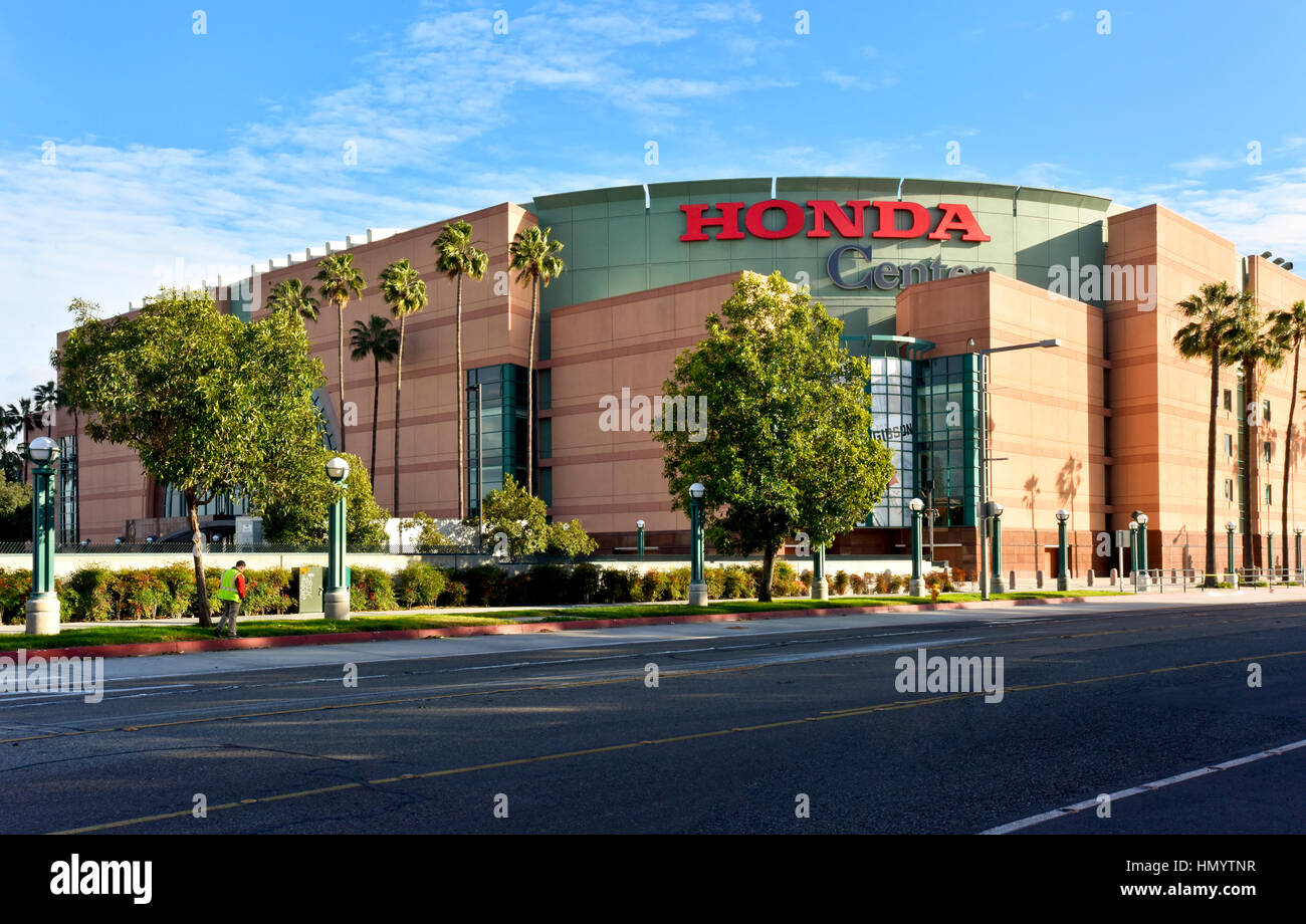 Das Honda Center in Anaheim, Kalifornien, Heimat der Mighty Ducks National Hockey League team Stockfoto