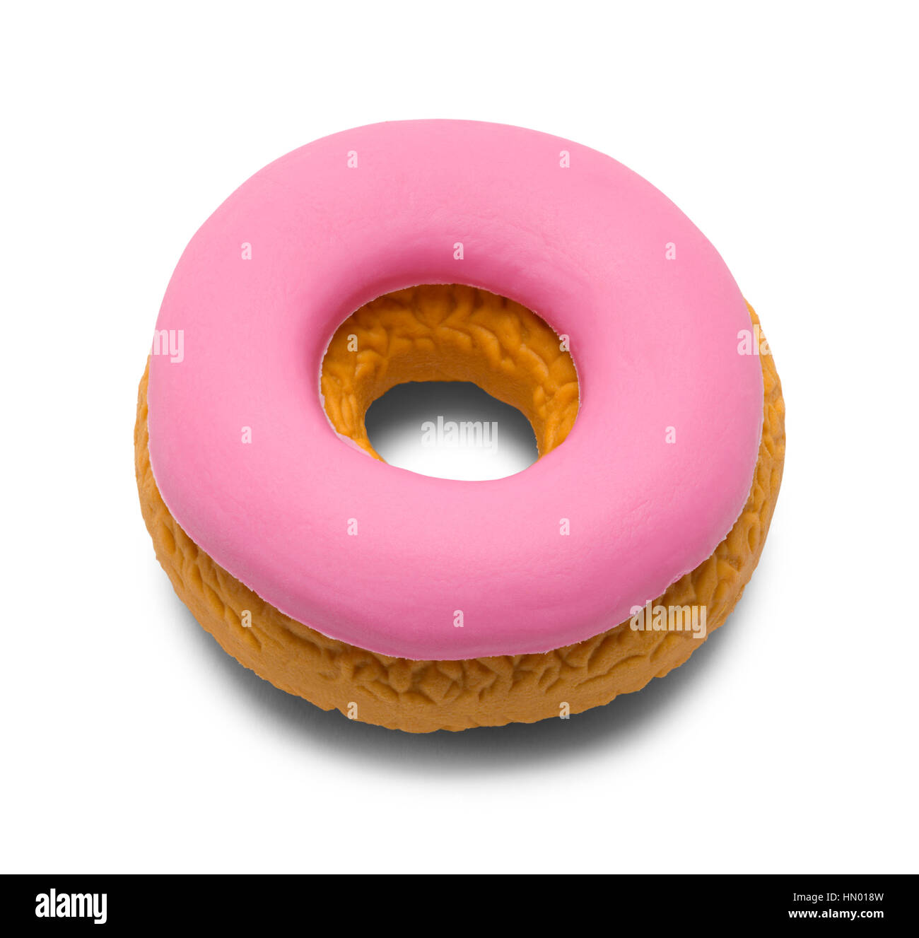 Rosa Rubber Radiergummi Donut Isolated on White Background. Stockfoto