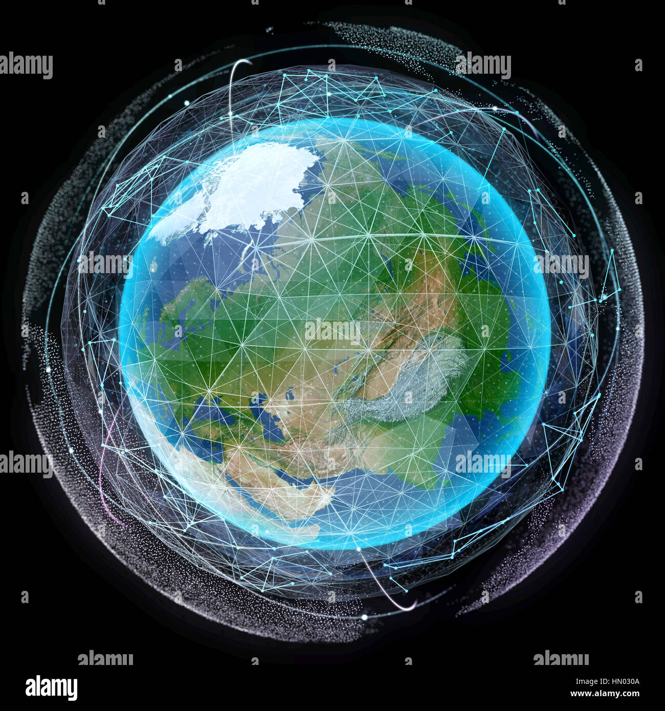 Globalen digitalen Netzwerk Erde Stockfoto