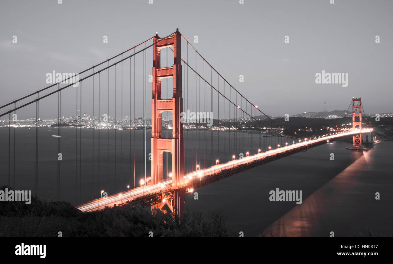 Golden Gate Bridge und die Skyline von San Francisco. Batterie-Spencer, Sausalito, Kalifornien, USA. Stockfoto