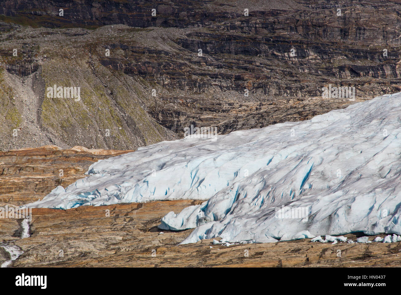 Zunge des Svartisen-Gletscher in Norwegen Stockfoto