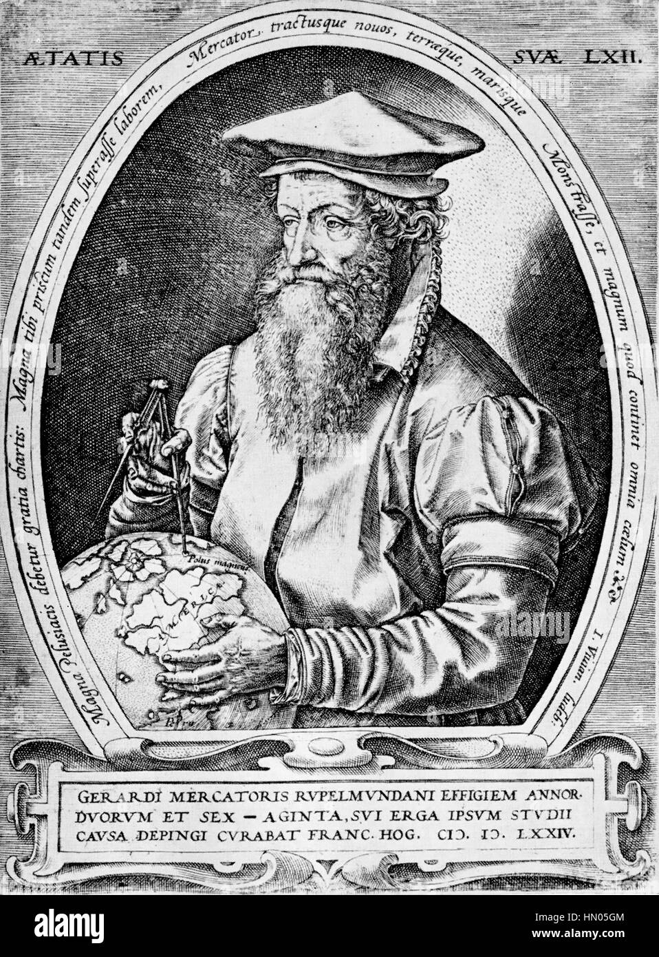 GERARDUS MERCATOR (1512-1594) Deutsch-flämischer Kartograph und Geograph Stockfoto
