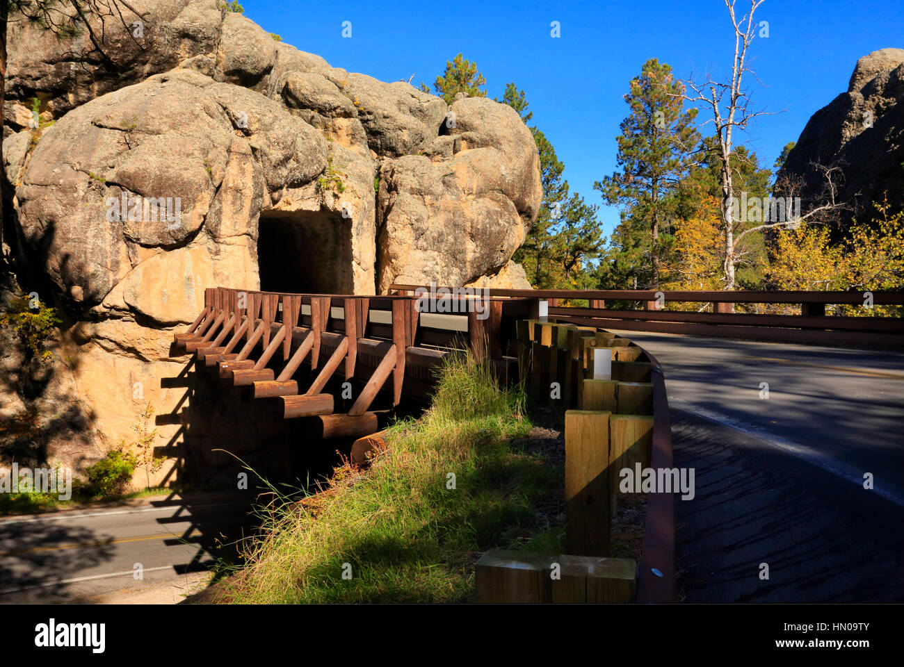 Zopf-Brücke, Iron Mountain Road, Peter Norbeck Scenic Highway, Keystone, South Dakota, USA Stockfoto