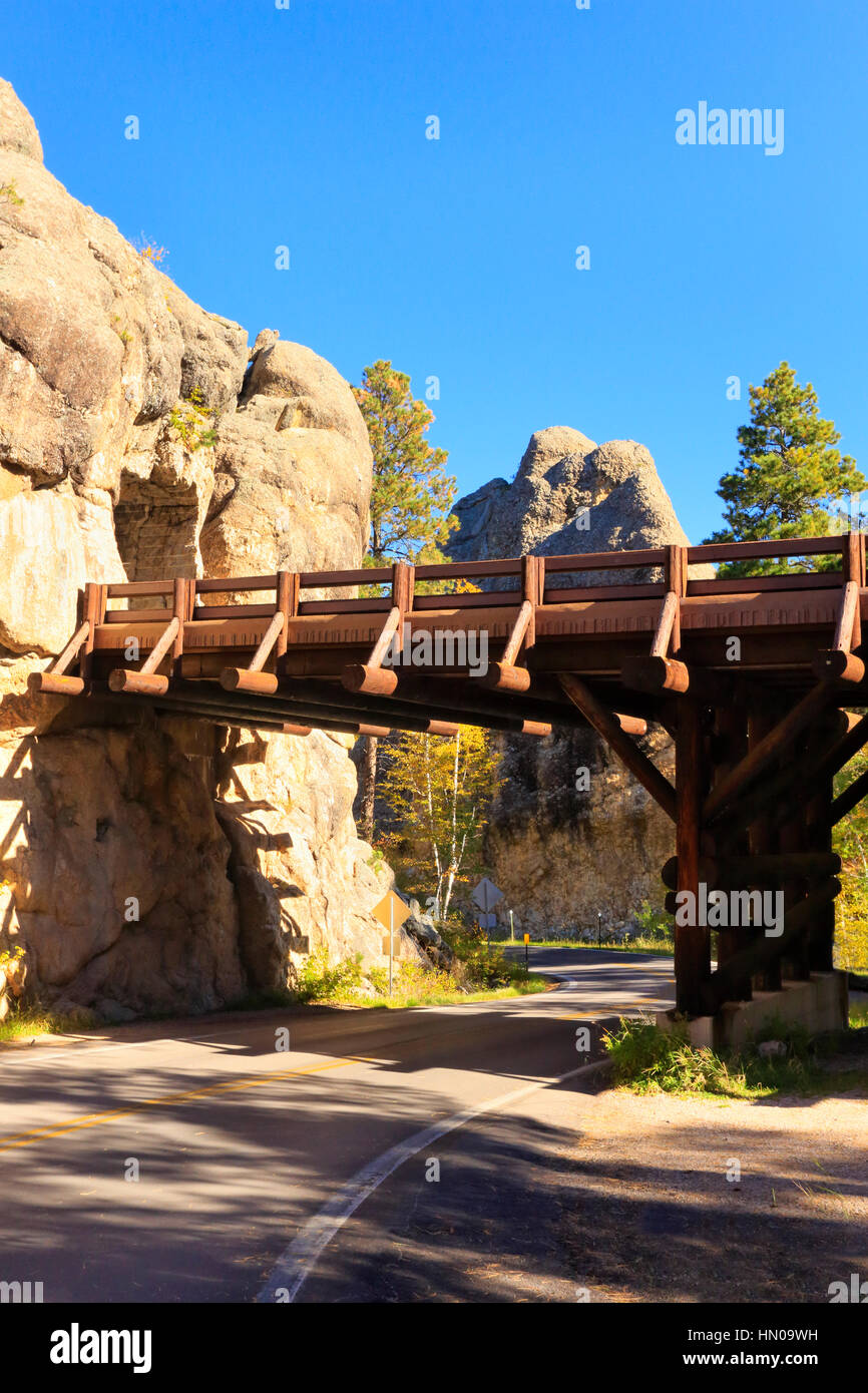 Zopf-Brücke, Iron Mountain Road, Peter Norbeck Scenic Highway, Keystone, South Dakota, USA Stockfoto