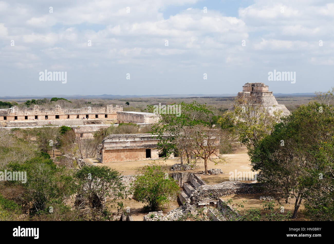 Uxmal Maya-Ruinen ist die archäologische Stätte von größter Relevanz in der Puuc-Route. Bekannt für die schöne Friese seiner Gebäude-Fassaden, crea Stockfoto