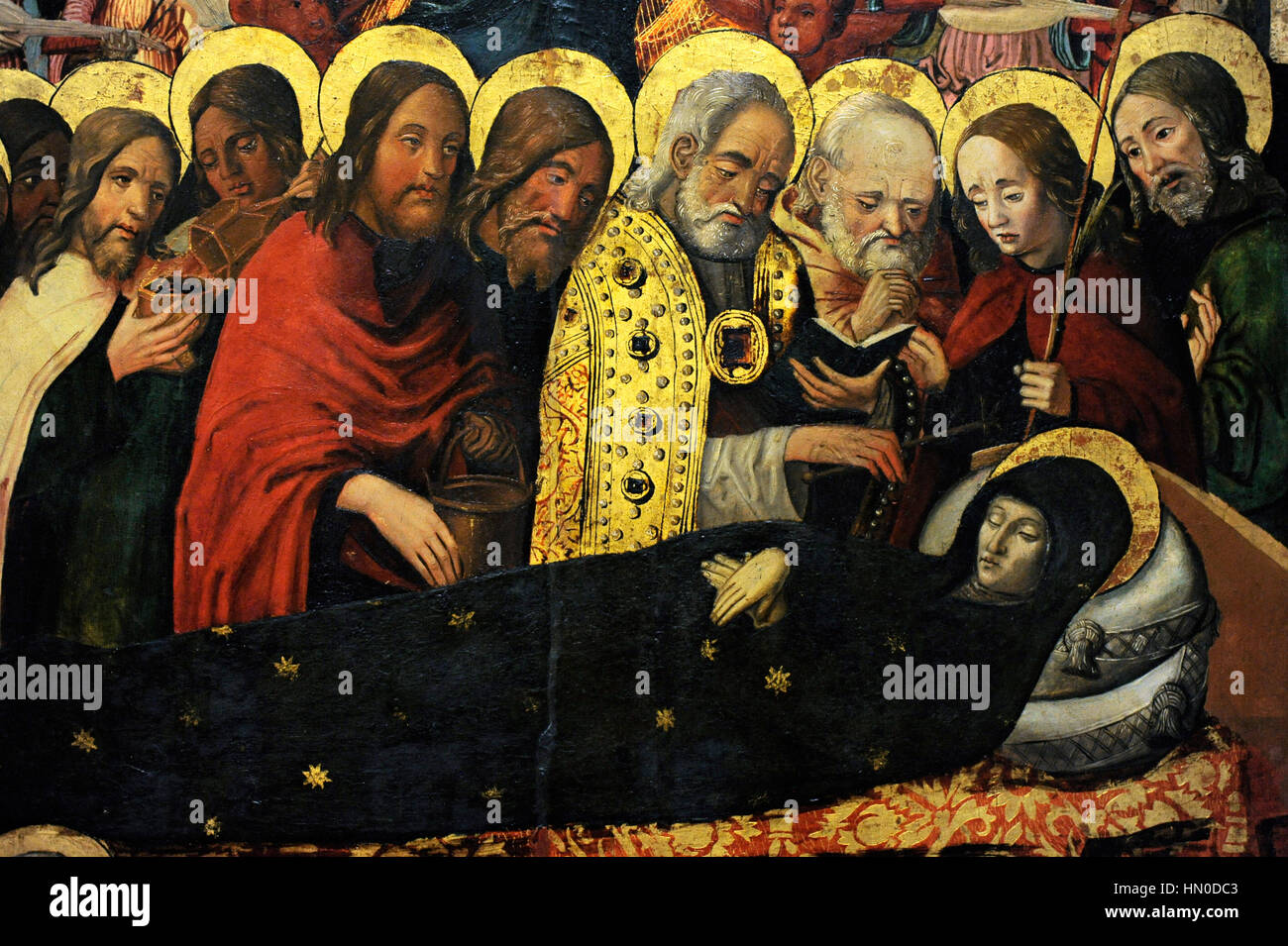 Entschlafung der Mutter Gottes, 1505. Alessandro Buono, aktiv in Neapel im frühen 16. Jahrhundert zugeschrieben. Detail. Museo di Capodimonte. Neapel, Italien. Stockfoto