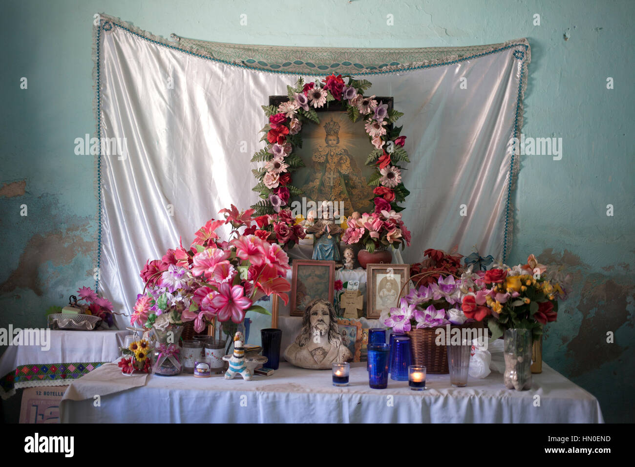 Ein Altar, angezeigt in der Maya-Dorf Pomuch, Hecelchakan, Campeche, Yucatán Halbinsel, 30 