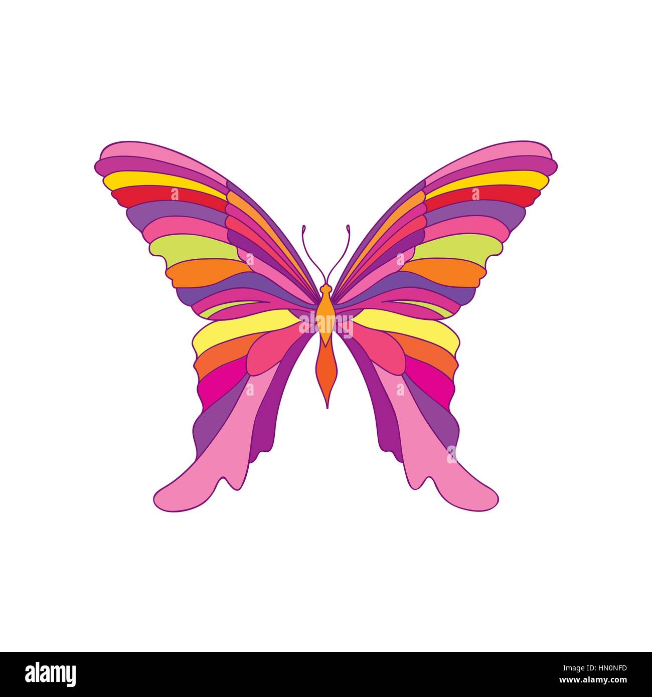 Schmetterling isoliert auf weißem Hintergrund. Fantastische tropische