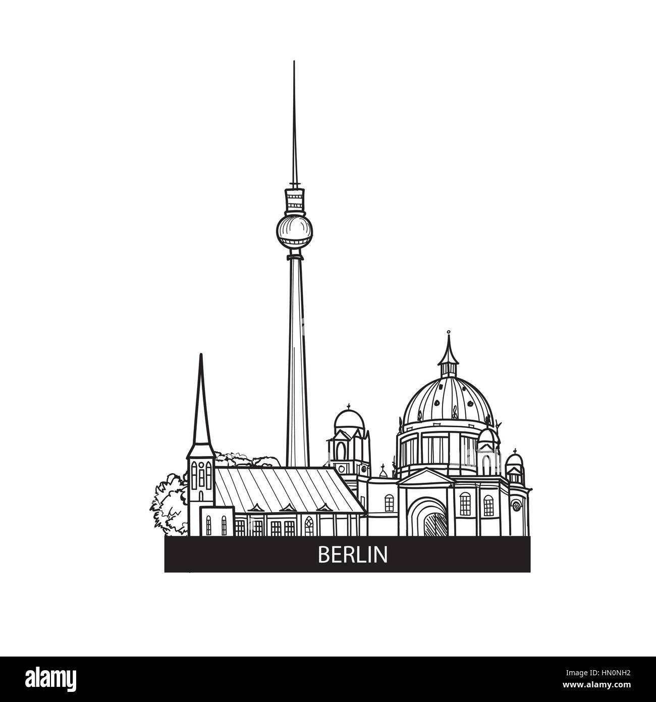 Berliner Label. reisen deutsche Stadt unterzeichnen. Deutschland architektonischen fam Stock Vektor