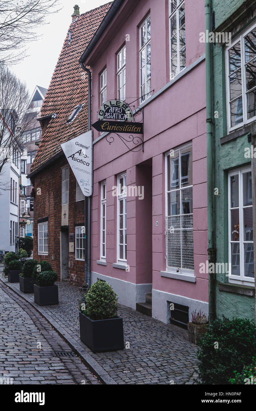 Kunstgalerie Eingang, Schnoorviertel, Bremen, Deutschland Stockfoto