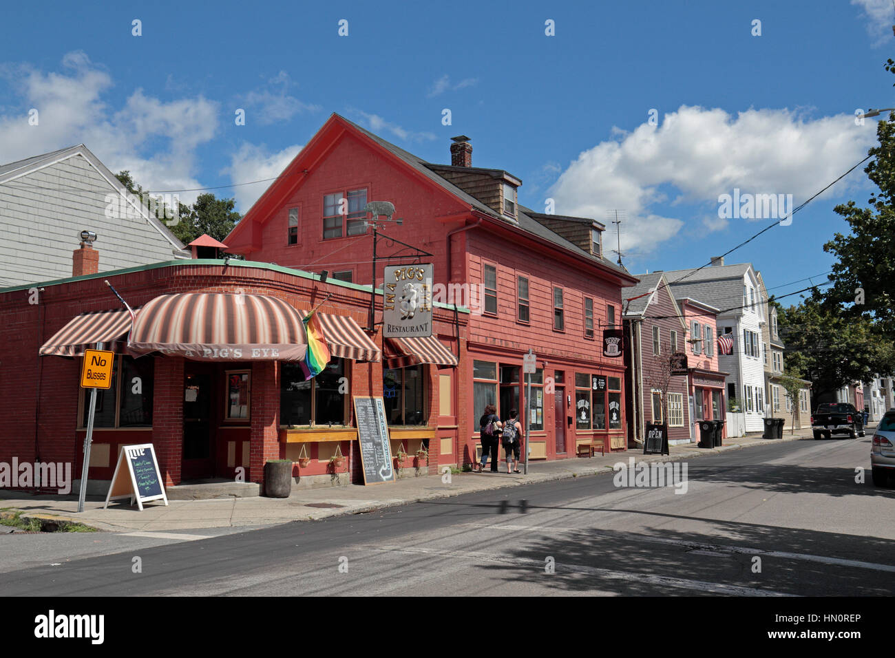 Gesamtansicht Derby Straße in Salem Maritime National Historic Site, Salem, Massachusetts, USA. Stockfoto