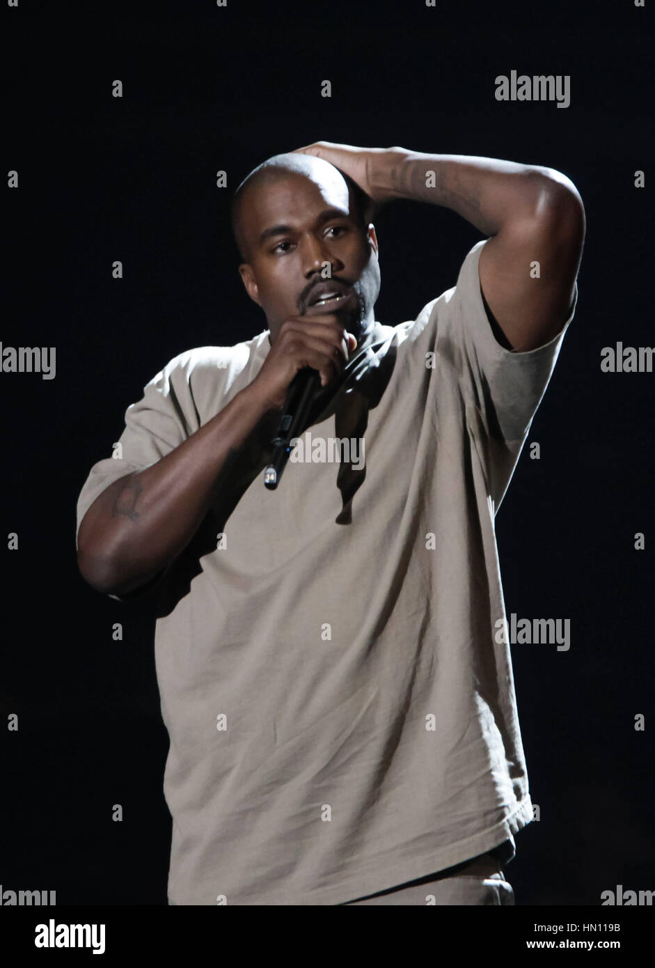 Rapper Kanye West bei den MTV Video Music Awards am 30. August 2015 in Los Angeles. Foto von Francis Specker Stockfoto