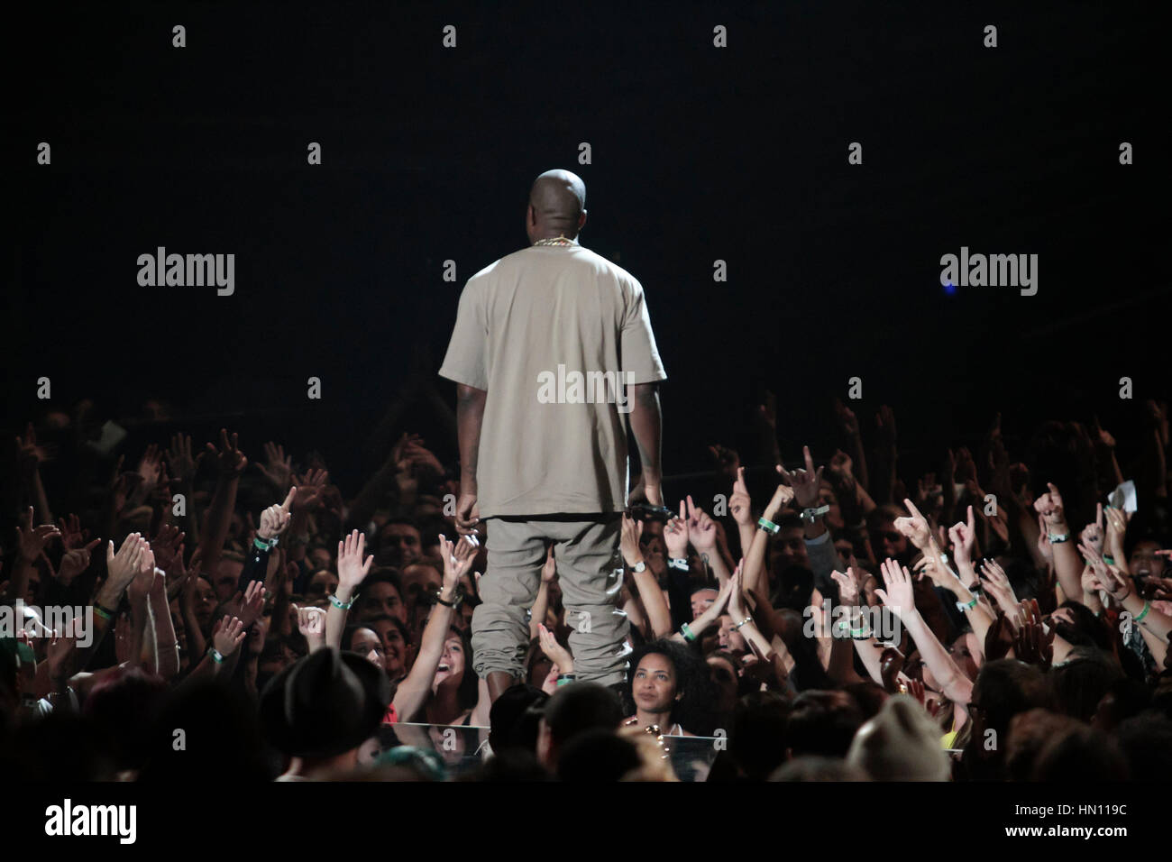 Rapper Kanye West bei den MTV Video Music Awards am 30. August 2015 in Los Angeles. Foto von Francis Specker Stockfoto