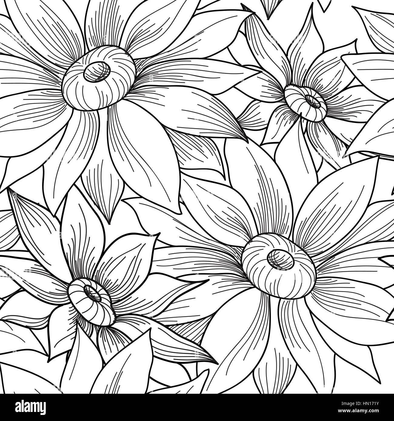 Florale nahtlose Muster. Blume Gravur Hintergrund. floralen Ornamenten monohrome Textur mit Blumen. Frühling Garten blühen Ätzen Stock Vektor