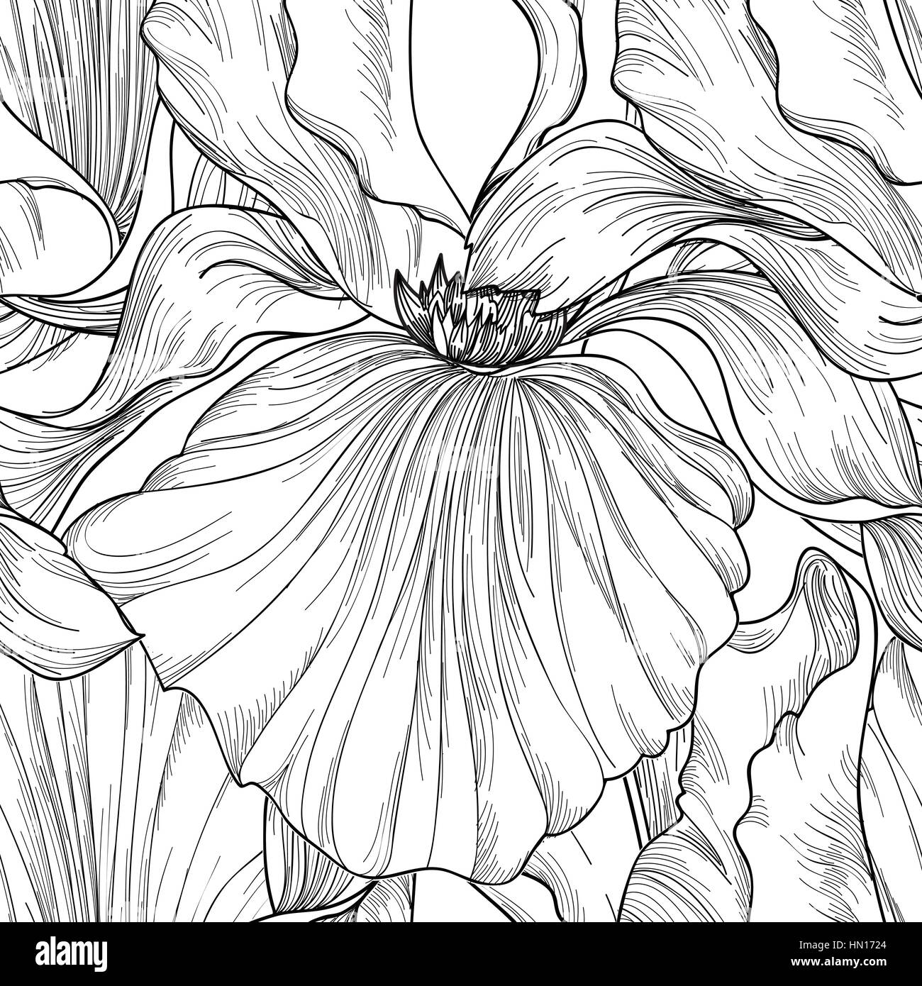 Florale nahtlose Muster. Blume Gravur Hintergrund. floralen Ornamenten monohrome Textur mit Blumen. Frühling Garten blühen Ätzen Stock Vektor