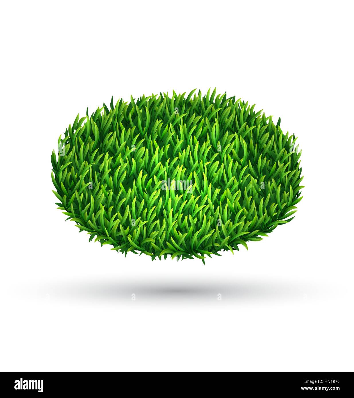 Grasgrün Oval mit Schatten isoliert auf weiss Stock Vektor