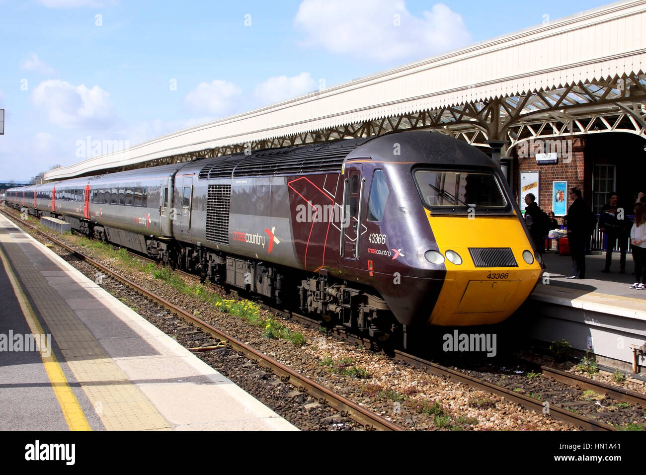 Cross Country Züge Klasse 43 43366 High Speed Traint HST Powercar Taunton, England Stockfoto