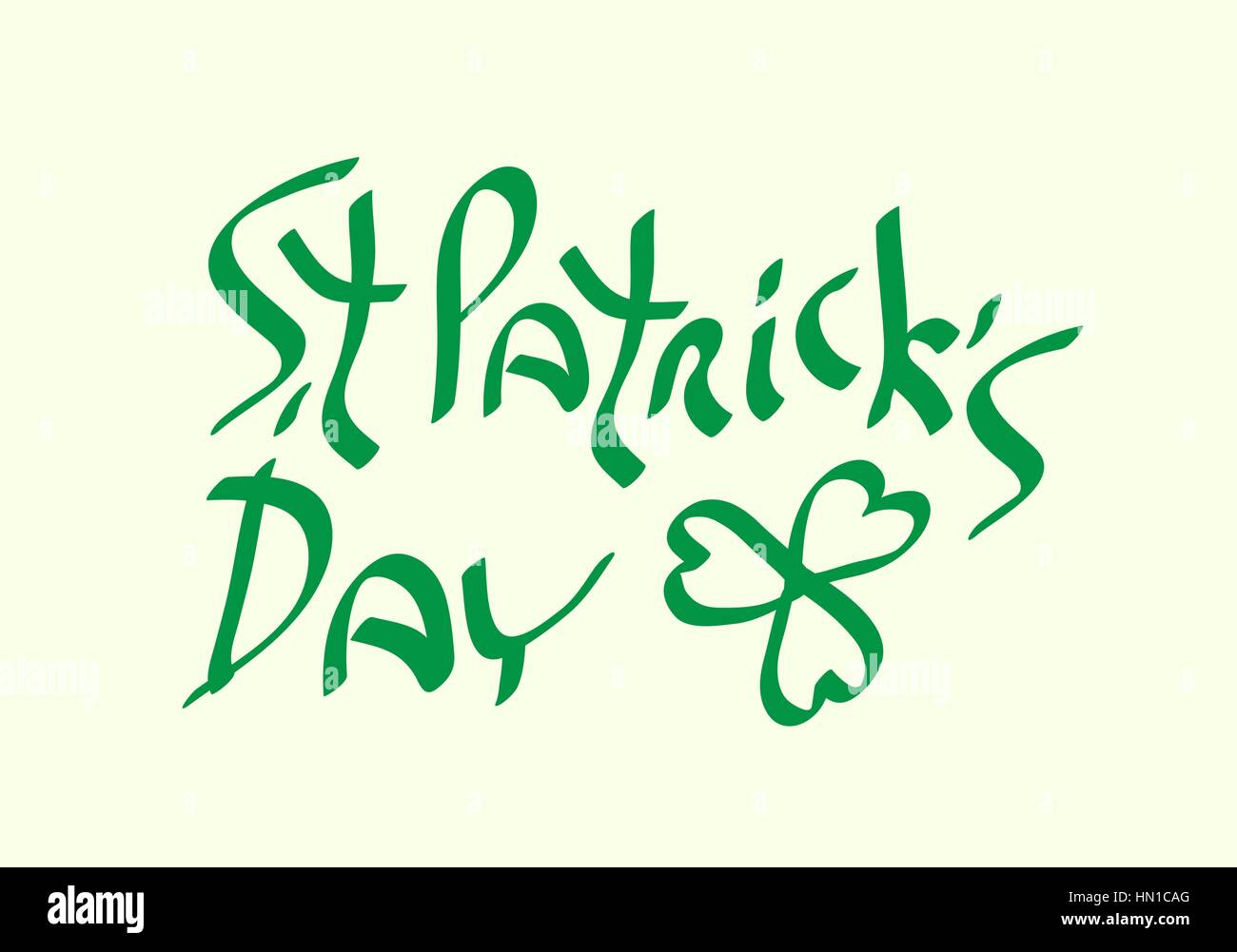St. Patricks Day mit Kleeblatt Symbol traditionellen Urlaub grüner Text vektor-illustration Stock Vektor