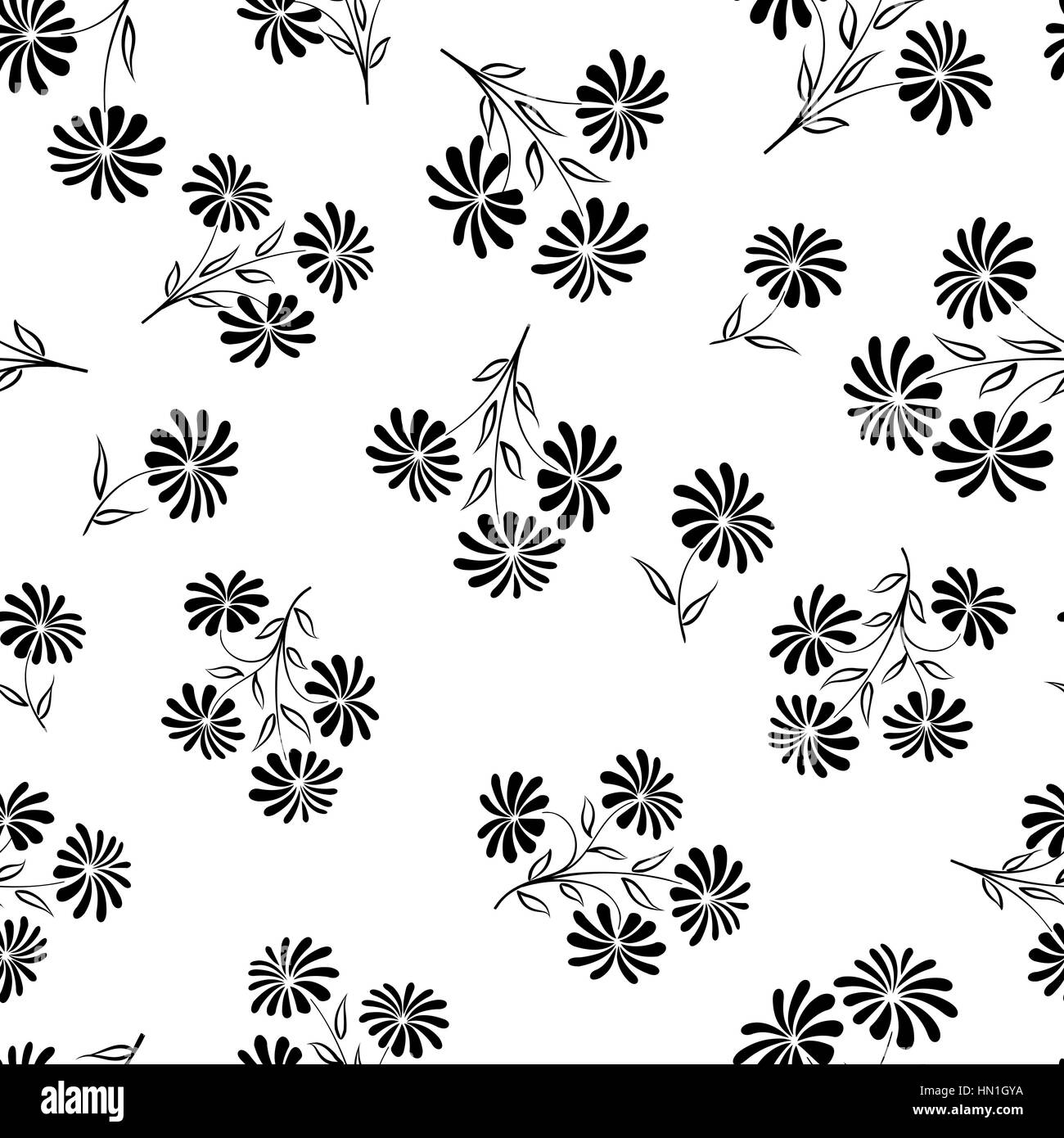 Florale nahtlose Muster. flower bouquet Hintergrund. floralen nahtlose Textur mit Blumen Kamille. Schwarz und Weiß gefliesten Wallpaper blühen Stock Vektor