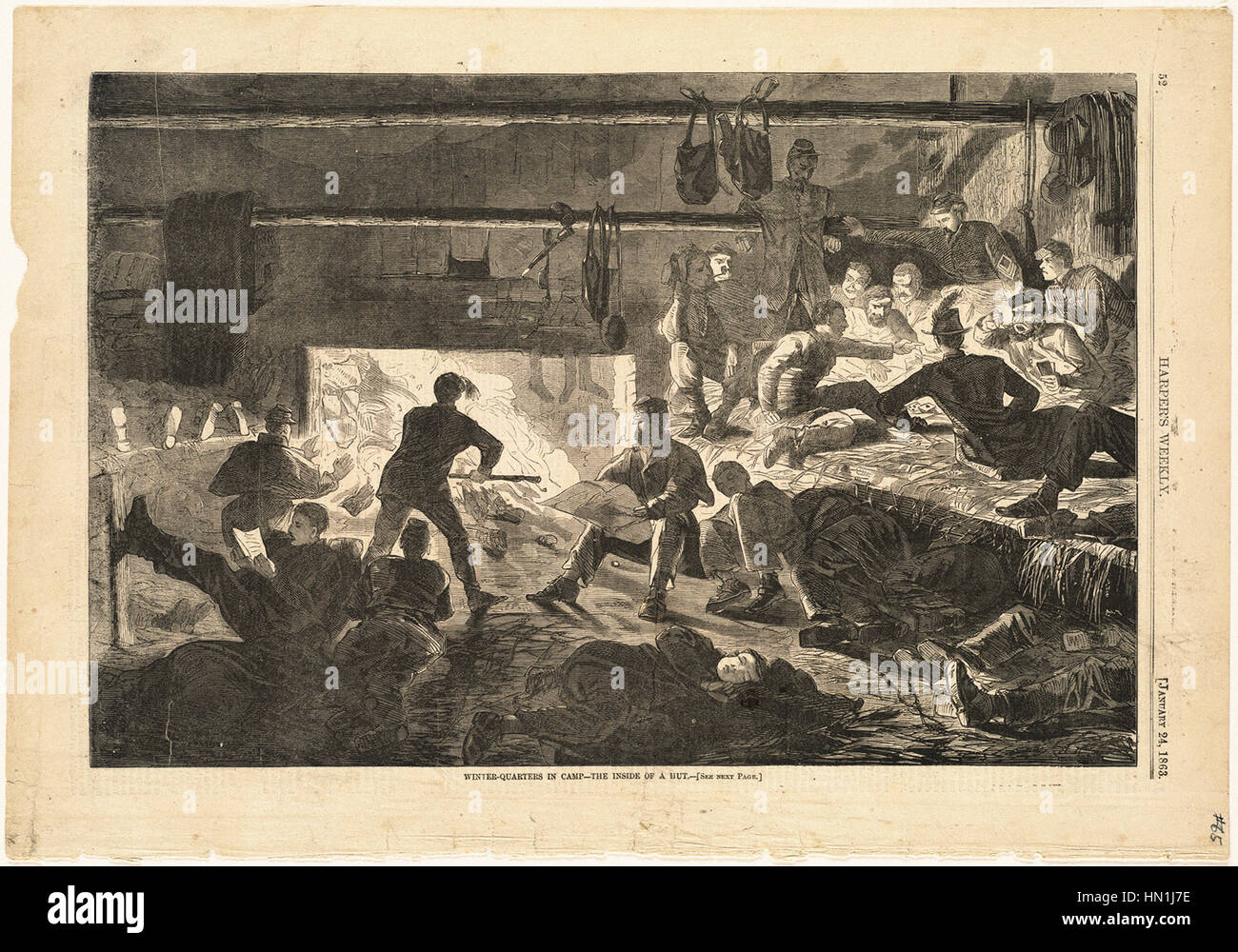 Winslow Homer - Winterquartier im Lager--das Innere einer Hütte Winterquartier Stockfoto