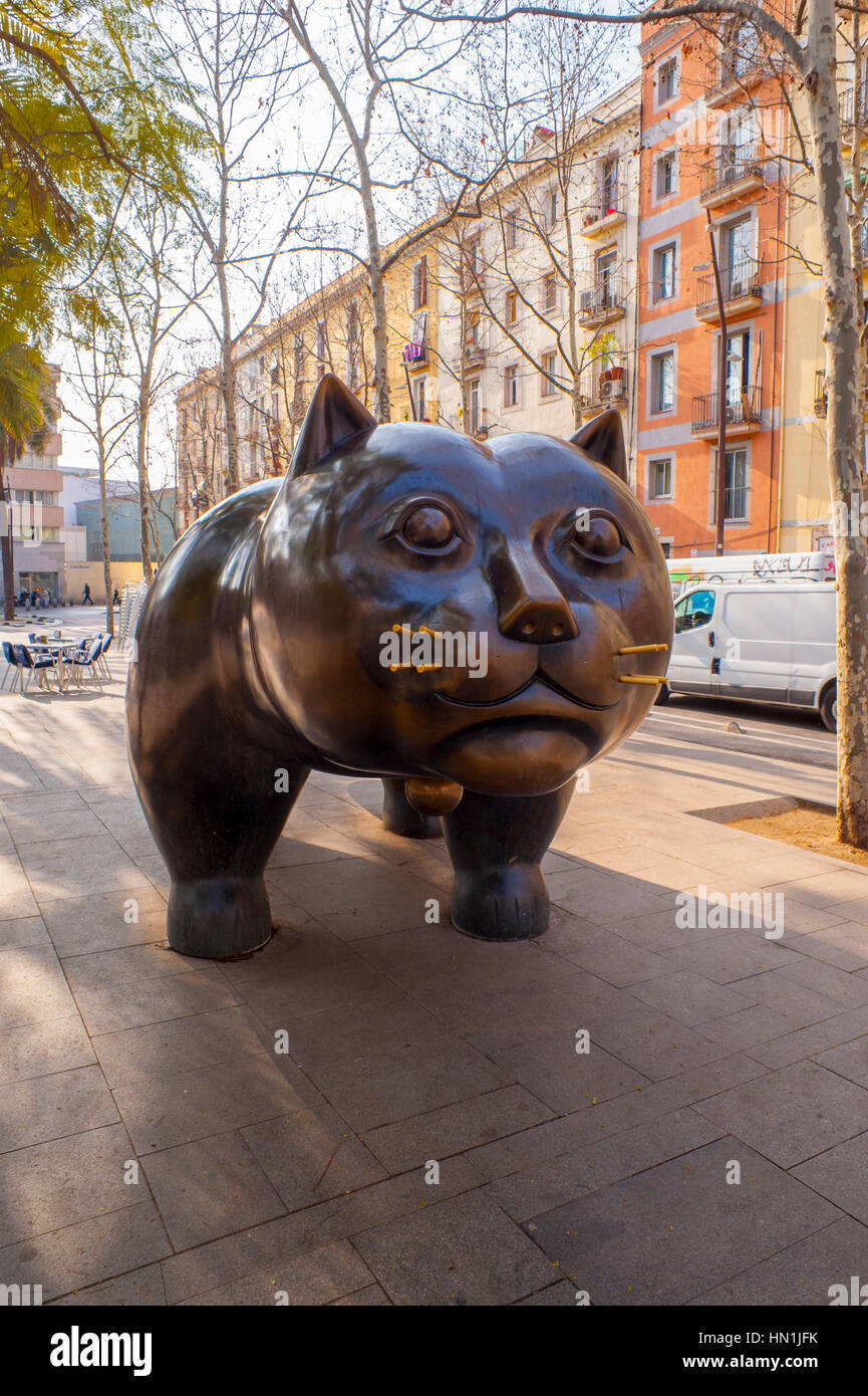 El Gat del Raval (The Raval Katze), von Botero in Barcelona Spanien Stockfoto