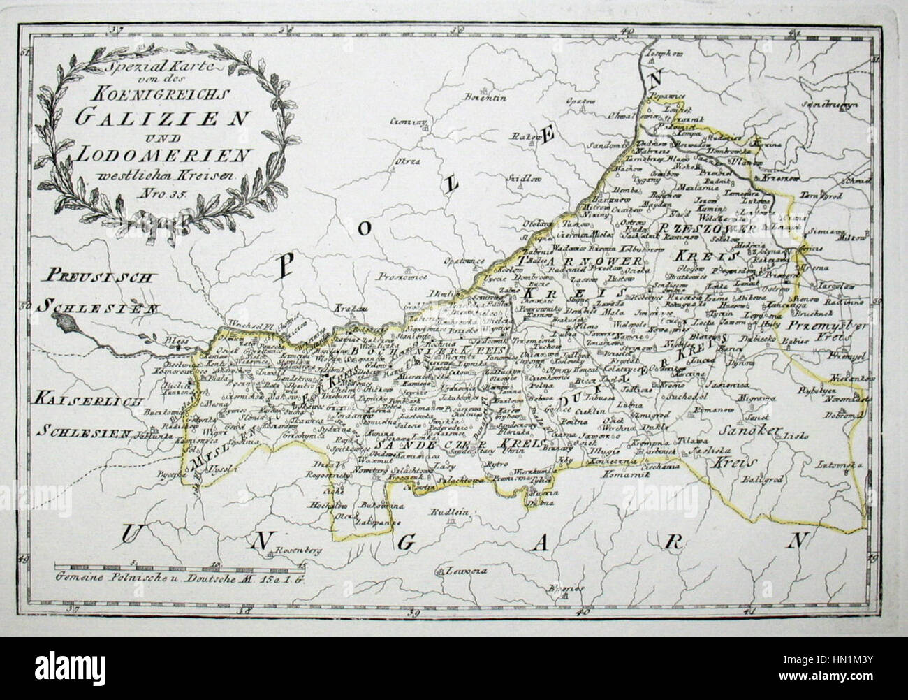 Karte von Galicien im Jahre 1791 von Reilly 035 Stockfoto