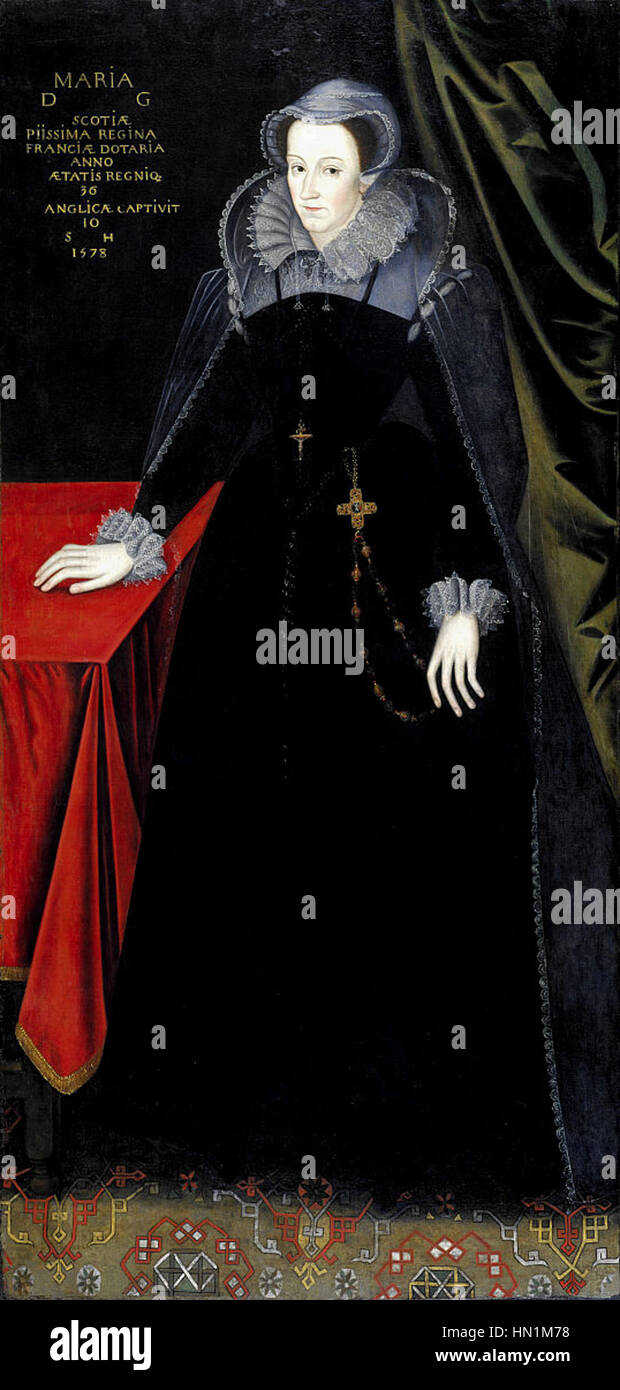 Mary, Königin von Schottland, bekannt als Legitimistenprätentin für die Throne von England, Irland und Frankreich, hatte eine komplexe politische und persönliche Geschichte. Ihr Anspruch auf diese Kronen stand im Mittelpunkt der politischen Kämpfe des 16. Jahrhunderts. Stockfoto
