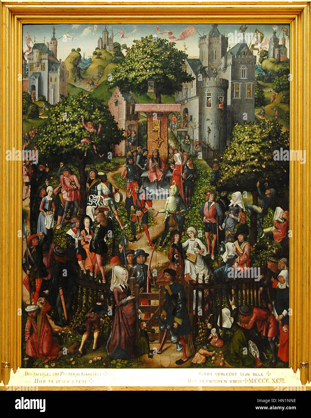 Meister von Frankfurt, Festival der Bogenschützen, 1493, Königliches Museum der schönen Künste, Antwerpen. Stockfoto