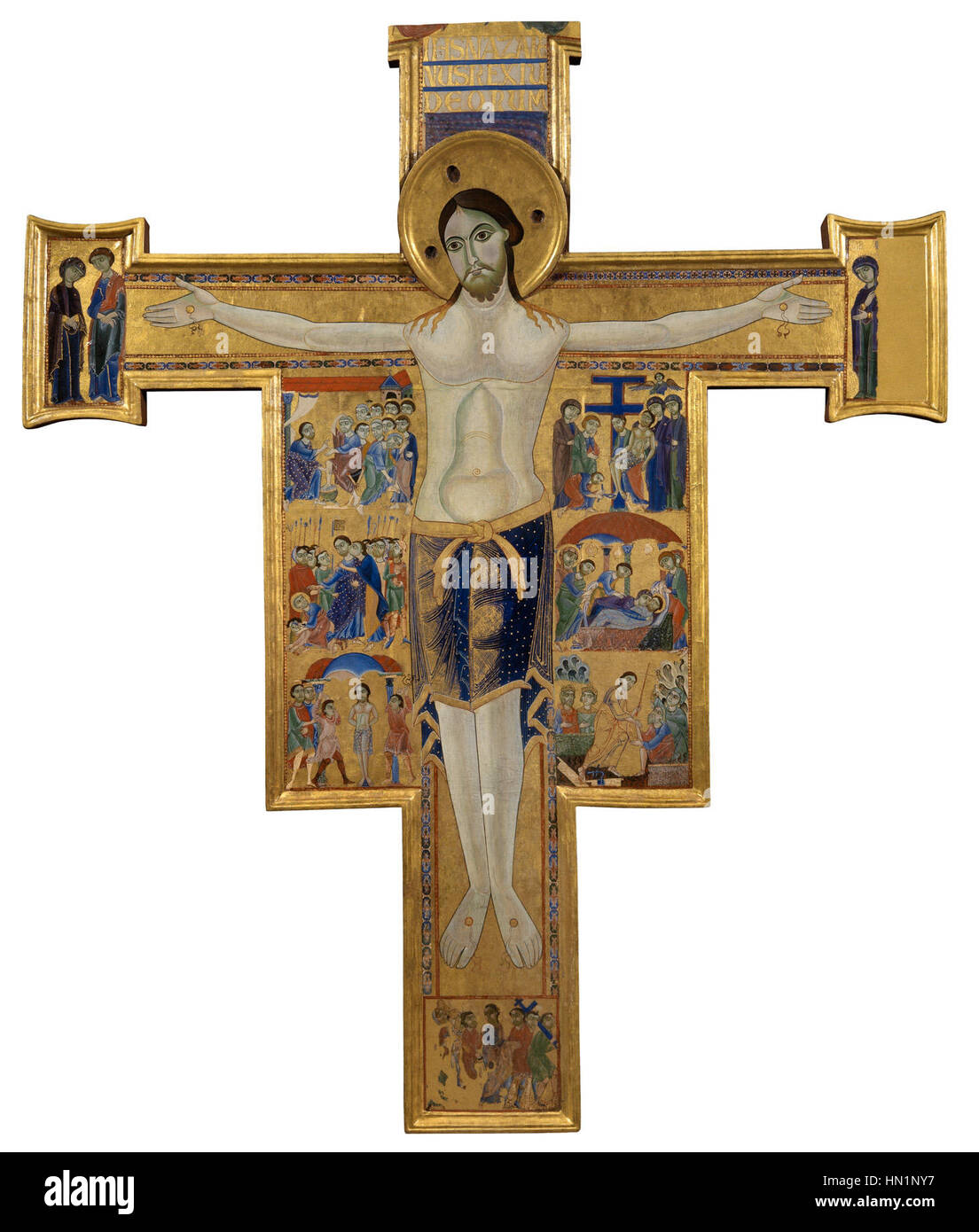 Das dem Maestro della Croce zugeschriebene Kunstwerk mit dem Titel „432“ zeigt die detaillierte Verwendung von Farbe und Linie des Künstlers, um religiöse und hingebungsvolle Themen zu zeigen, die typisch für die italienische Kunst des 15. Jahrhunderts sind. Stockfoto