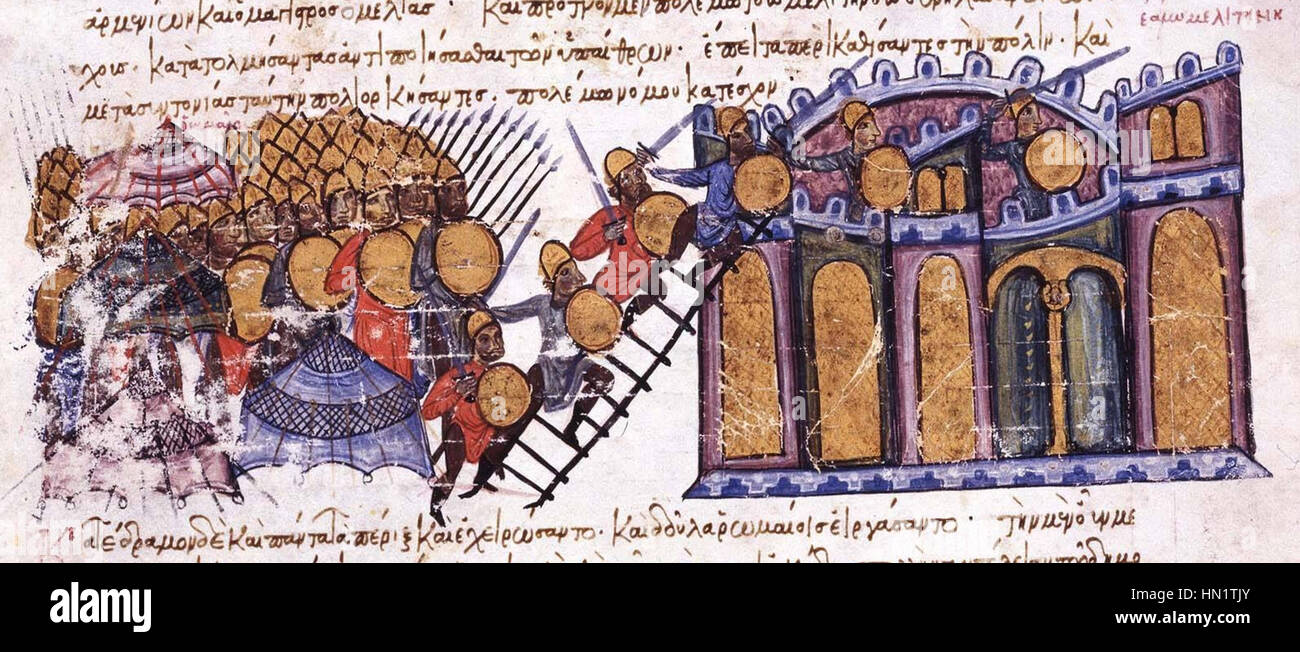 Melitene von den Byzantinern 934 aus der Chronik der John Skylitzes Stockfoto